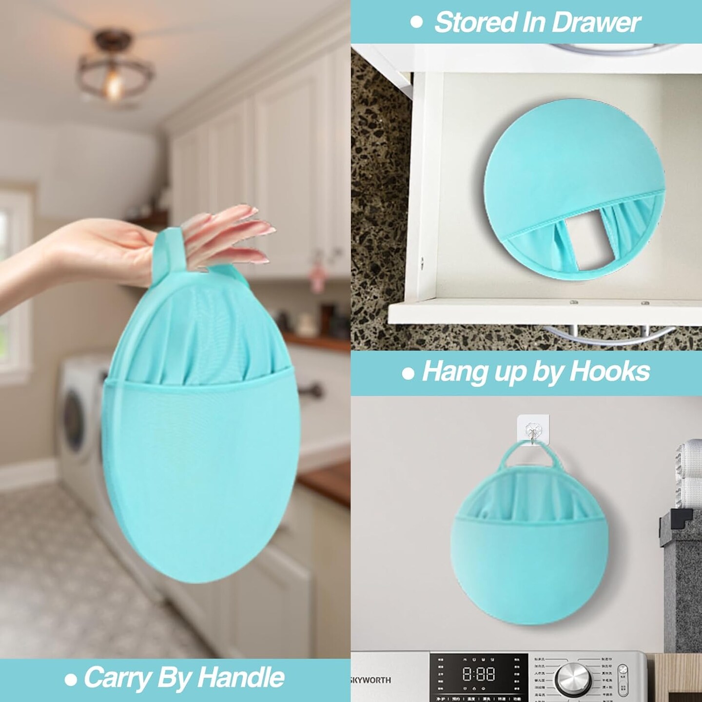 27&#x22; Pop Up Laundry Hamper, Collapsible Laundry Basket for Dirty Clothes Dryer &#x26; Washer Removal, Foldable Pop Up Clothes Hamper with Durable Handles