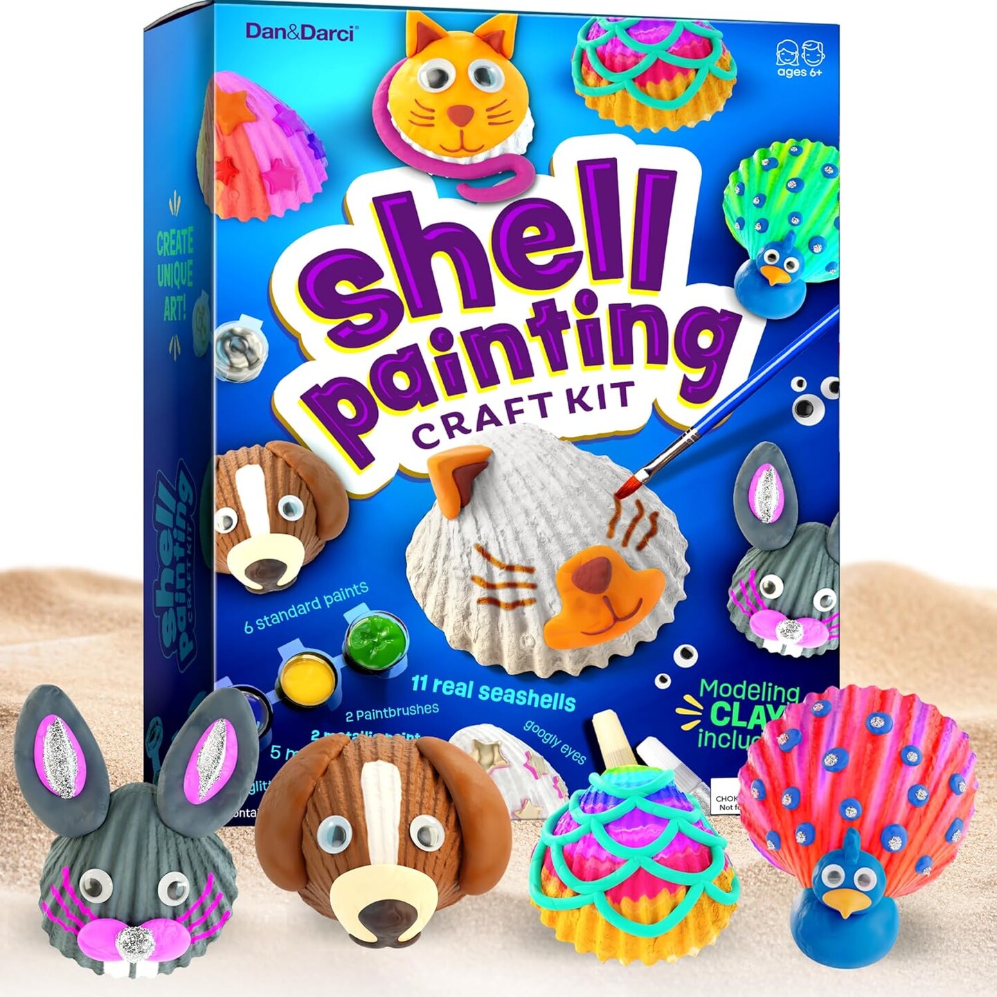 Summer Kids Sea Shell Painting Kit - Arts &#x26; Crafts Summer Gifts for Boys and Girls - Craft Activities Kits - Creative Art Activity Gift Toys for Age 6, 7, 8, 9, 10, 11 &#x26; 12 Year Old 8-12