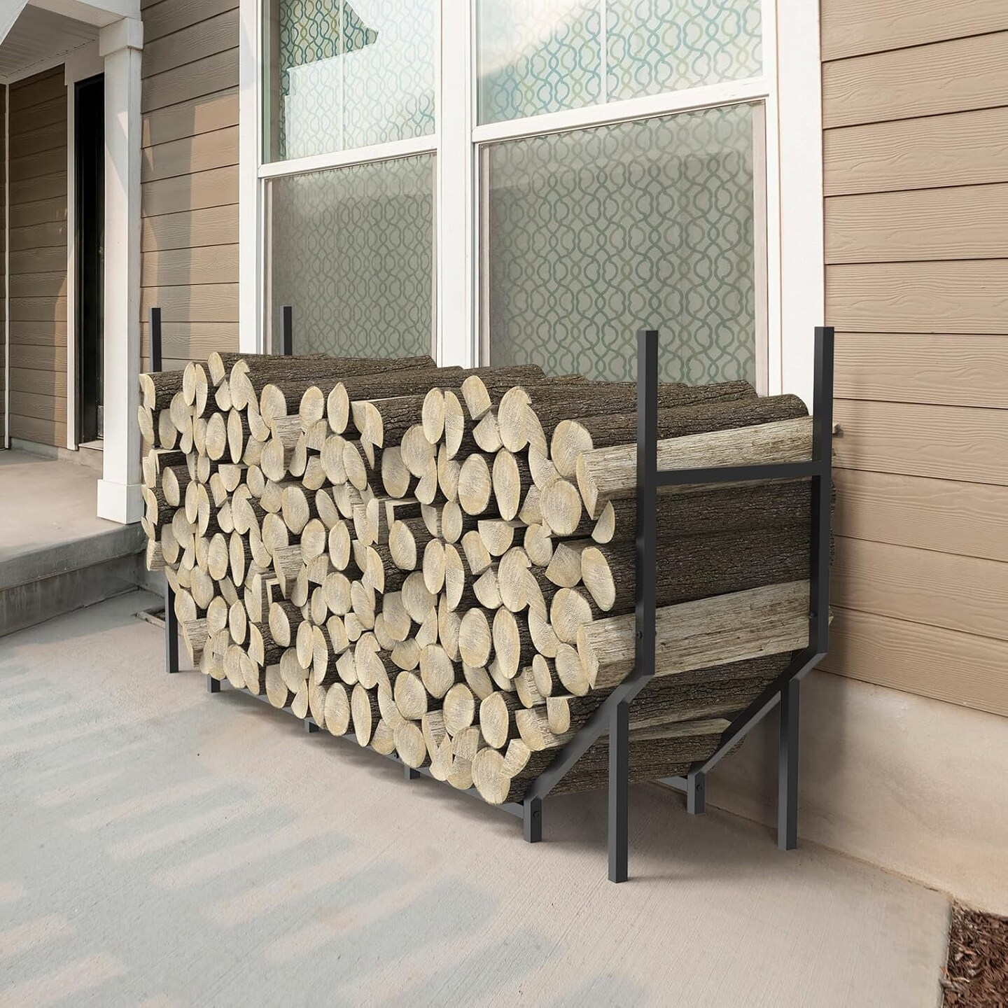 6FT Heavy-Duty Outdoor/Indoor Firewood Rack &#x2013; Large Capacity Log Holder for Fireplace, Fire Pit, or Garage, Weather-Resistant Metal Storage with Elevated Base