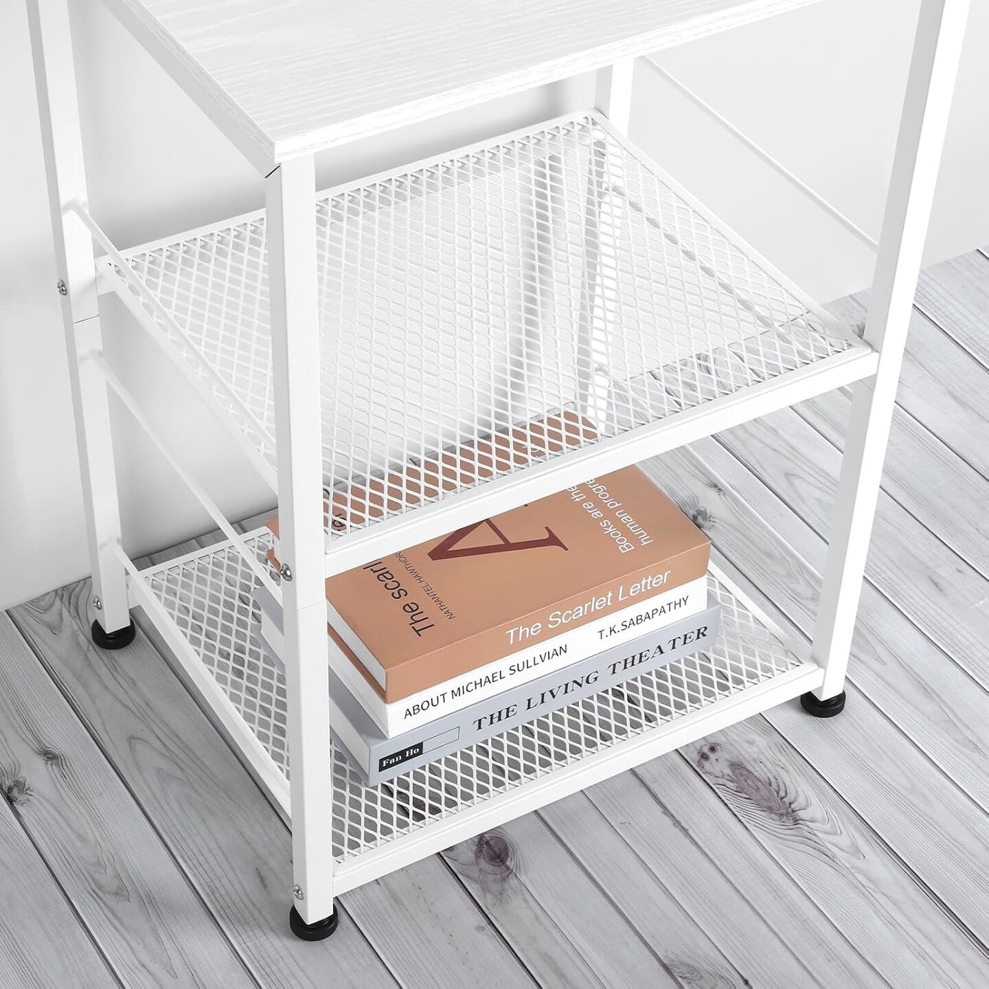 White End Table with 2-Tier Shelf - Multifunctional Side Table for Living Room, Bedroom, Office - Wheels or Adjustable Feet, Easy Assembly