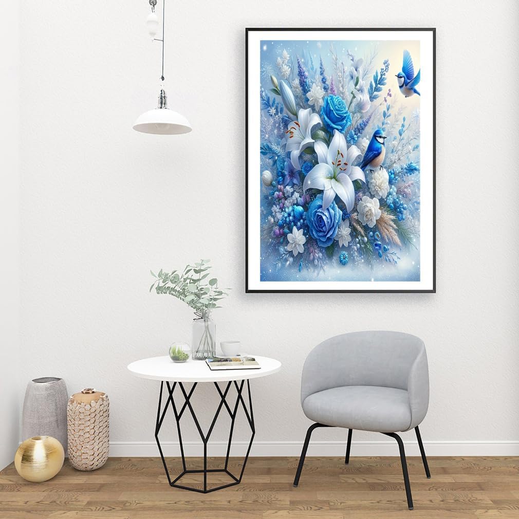 5D Diamond Painting Kits for Adult, Birds Flower Diamond Art Kits for Beginners, DIY Full Drill Floral Diamond Dot Gem Art Kits