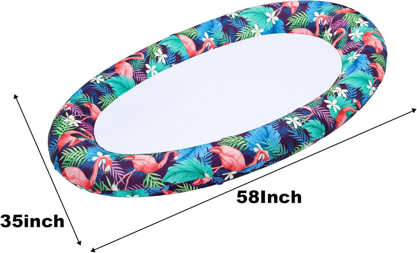 Pool Float Lounger with Mesh Center, 58&#x27;&#x27; x 35&#x27;&#x27; Fabric-Covered Pool Float Chair for Adult, Heavy Duty Pool Raft Floaties for Summer Pool Lake Beach