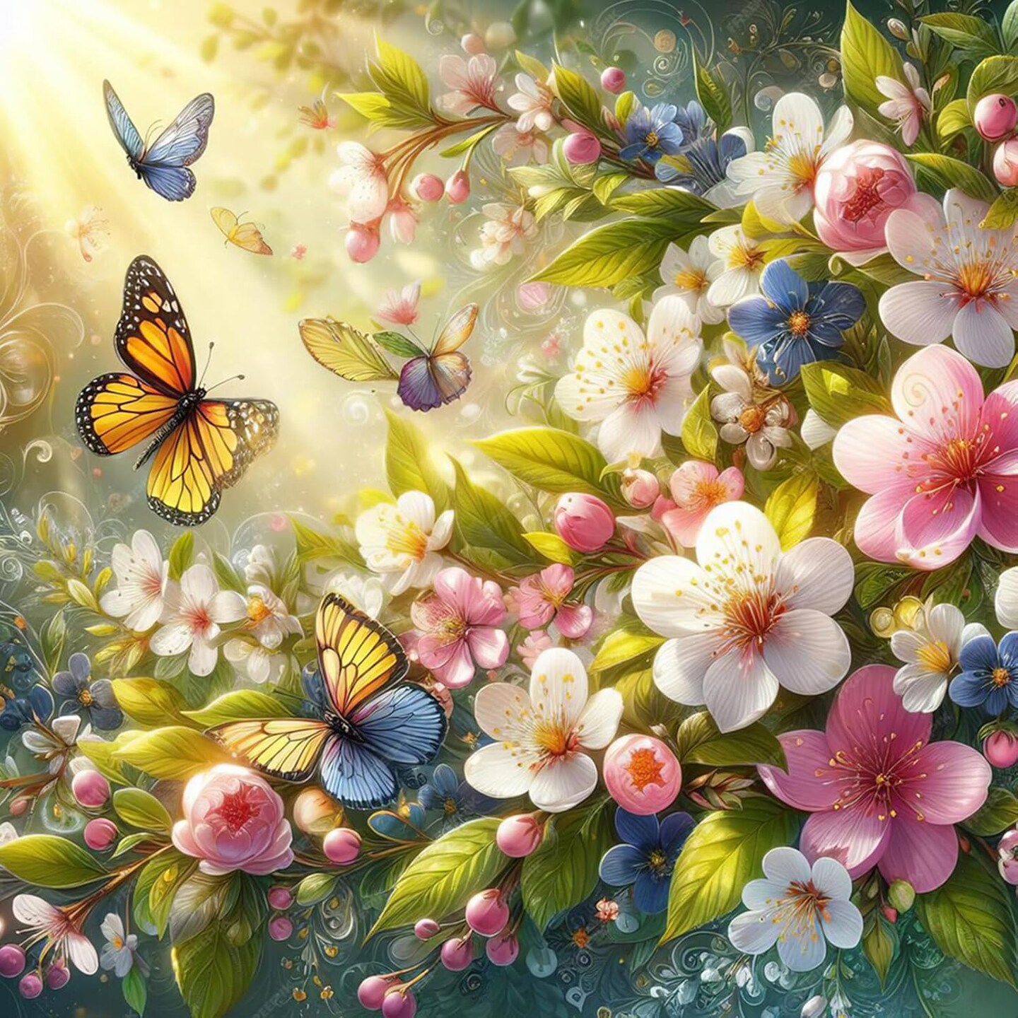 Paint by Numbers Kit for Adults Beginner, Flowers Butterfly Adult Paint by Number Kits on Canvas, Colorful Flowers DIY Acrylic Oil Number Painting Kits for Home Decor Gift 16&#x22;x16&#x22;