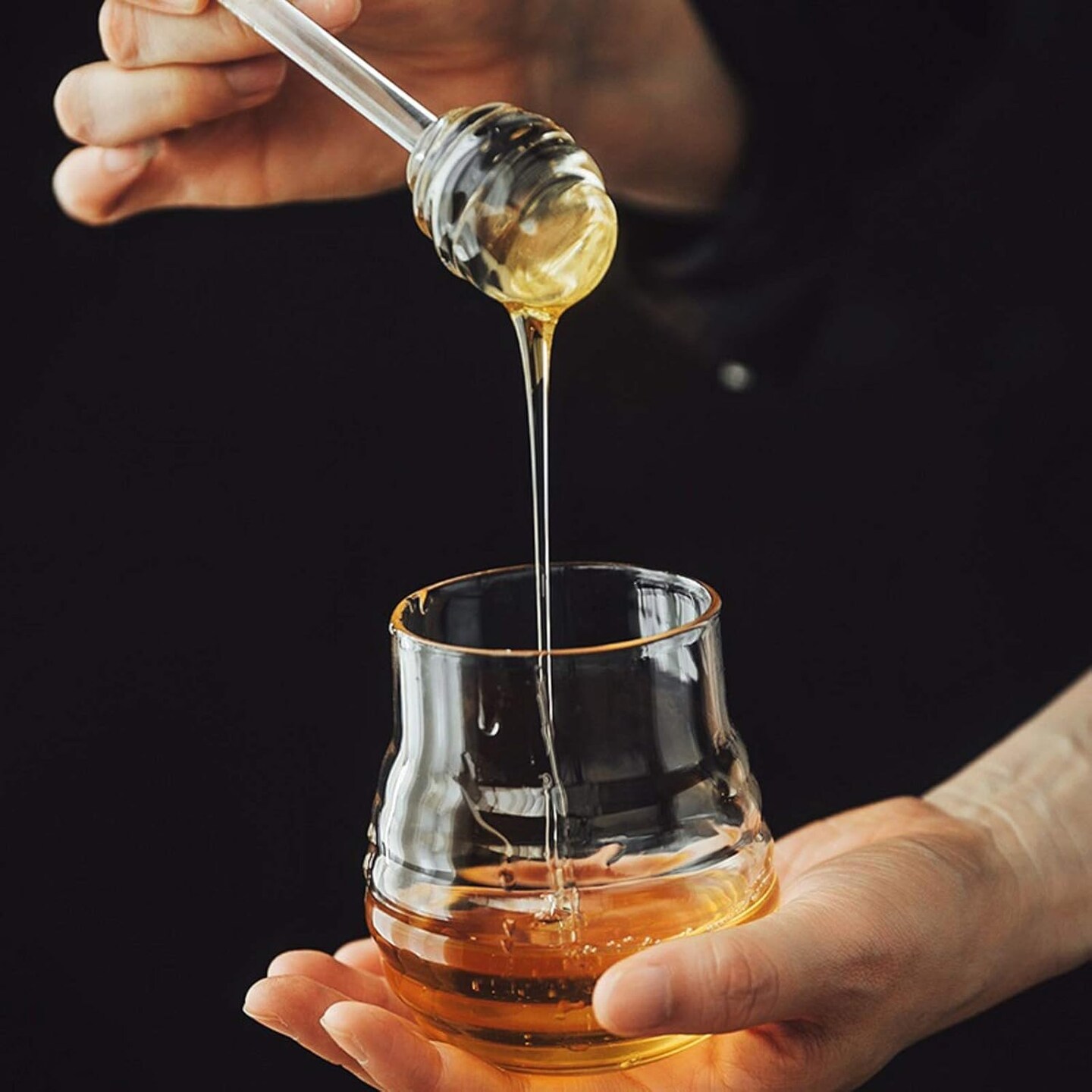 9oz Glass Honey Pot with No Drip Dipper &#x26; Leak-Proof Lid - Clear Honey Dispenser Jar Container for Home Kitchen Coffee Bar Decor Mini Honey Jars with Stand, Reusable Glass Honey Dipper