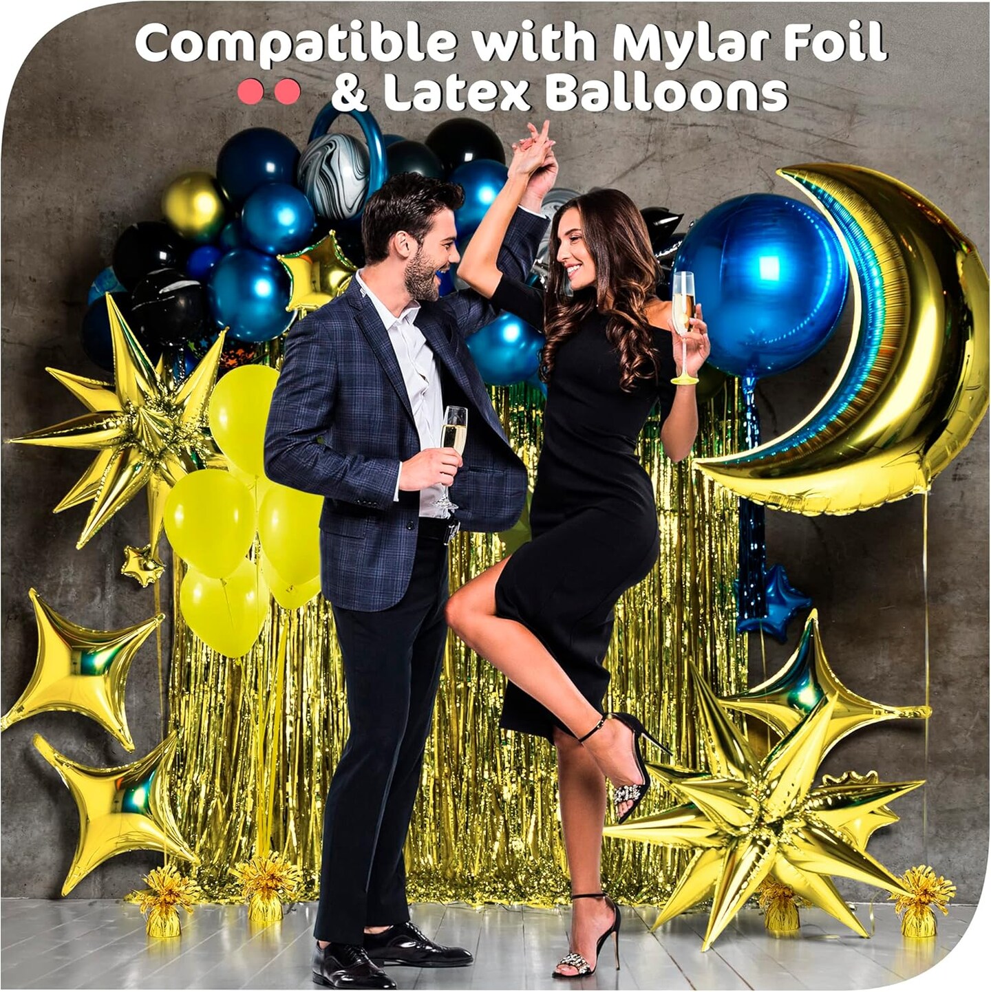 Gold Balloon Weights, Heavy Balloon Weight Pack of 12 Metallic Foil Weights for Balloons, Birthday Party & Wedding Table Centerpiece Ballon Weight, 4.8’’ DIY Ballon Weights for Helium Balloons