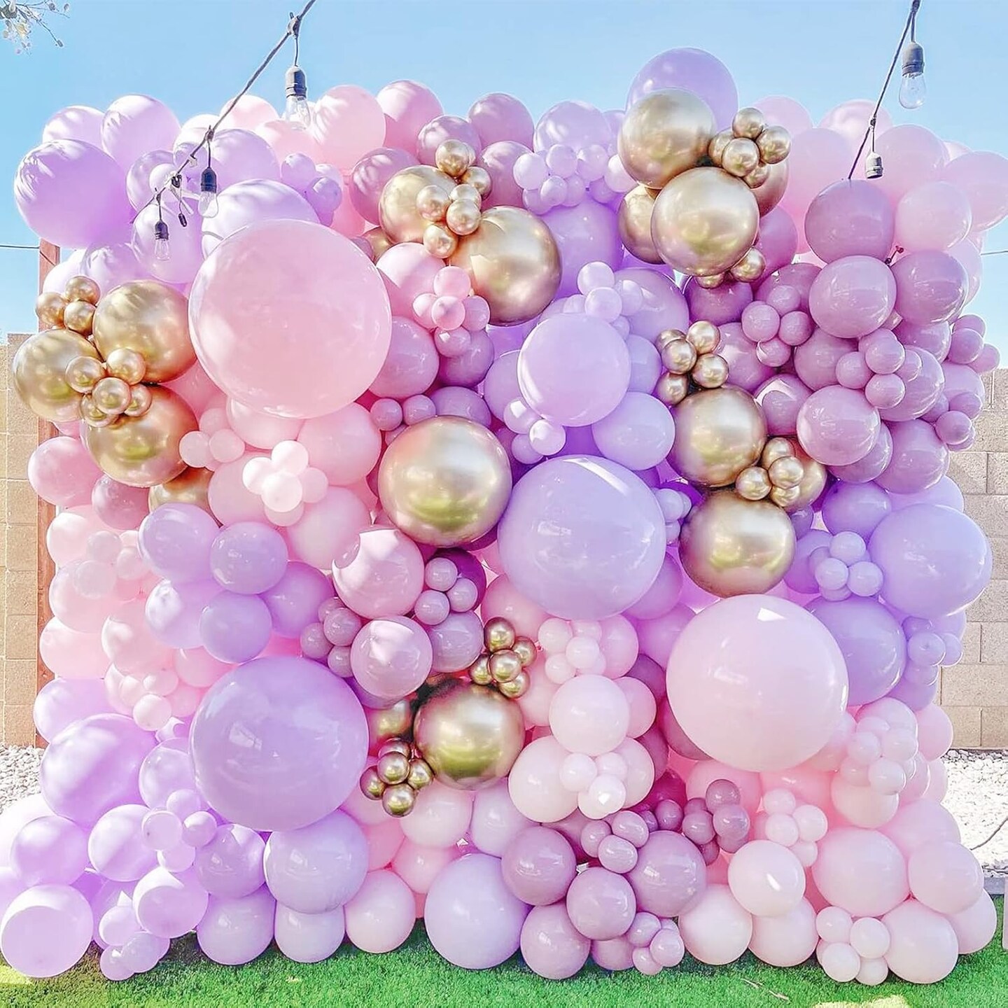 Pastel Pink Purple Balloon Garland Kit, Double Stuffed Lavender Balloons Garland 146pcs Latex Pastel Pink Purple Gold Balloons for Baby Shower Bachelorette Wedding Birthday Party Decorations