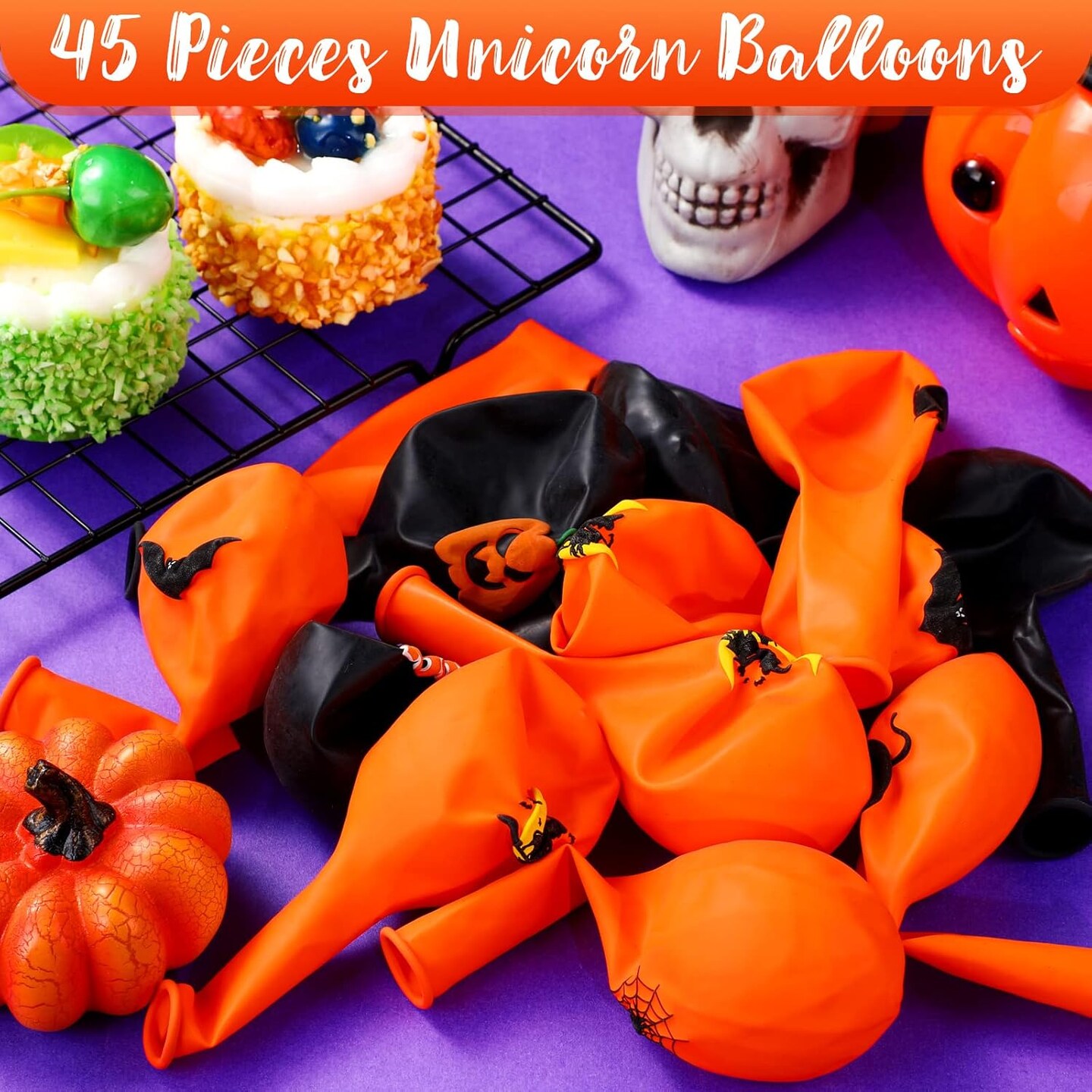 45 Piece Halloween Balloon Decorations(&#x9;Orange,white)