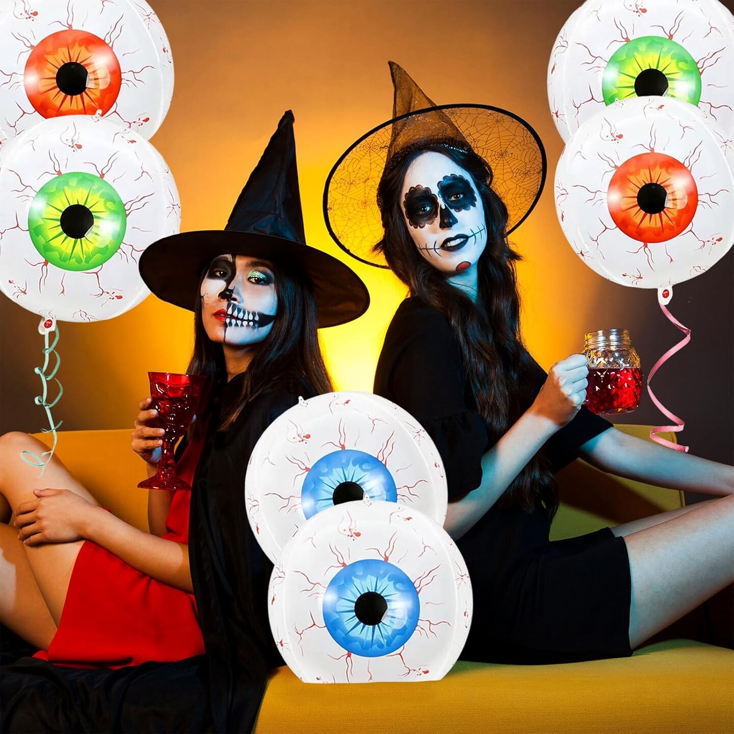 6 Pieces 22 Inches Halloween Eyeball Foil Balloons(White)