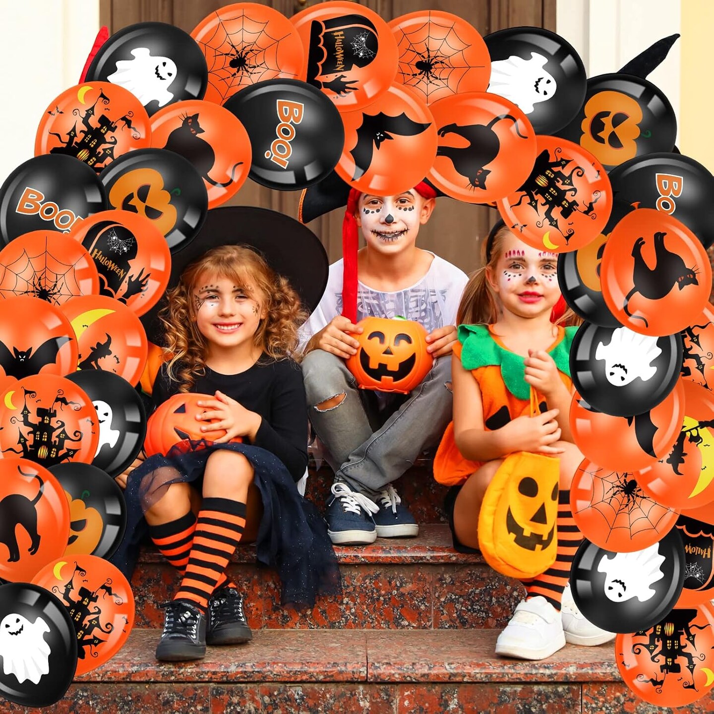 45 Piece Halloween Balloon Decorations(&#x9;Orange,white)