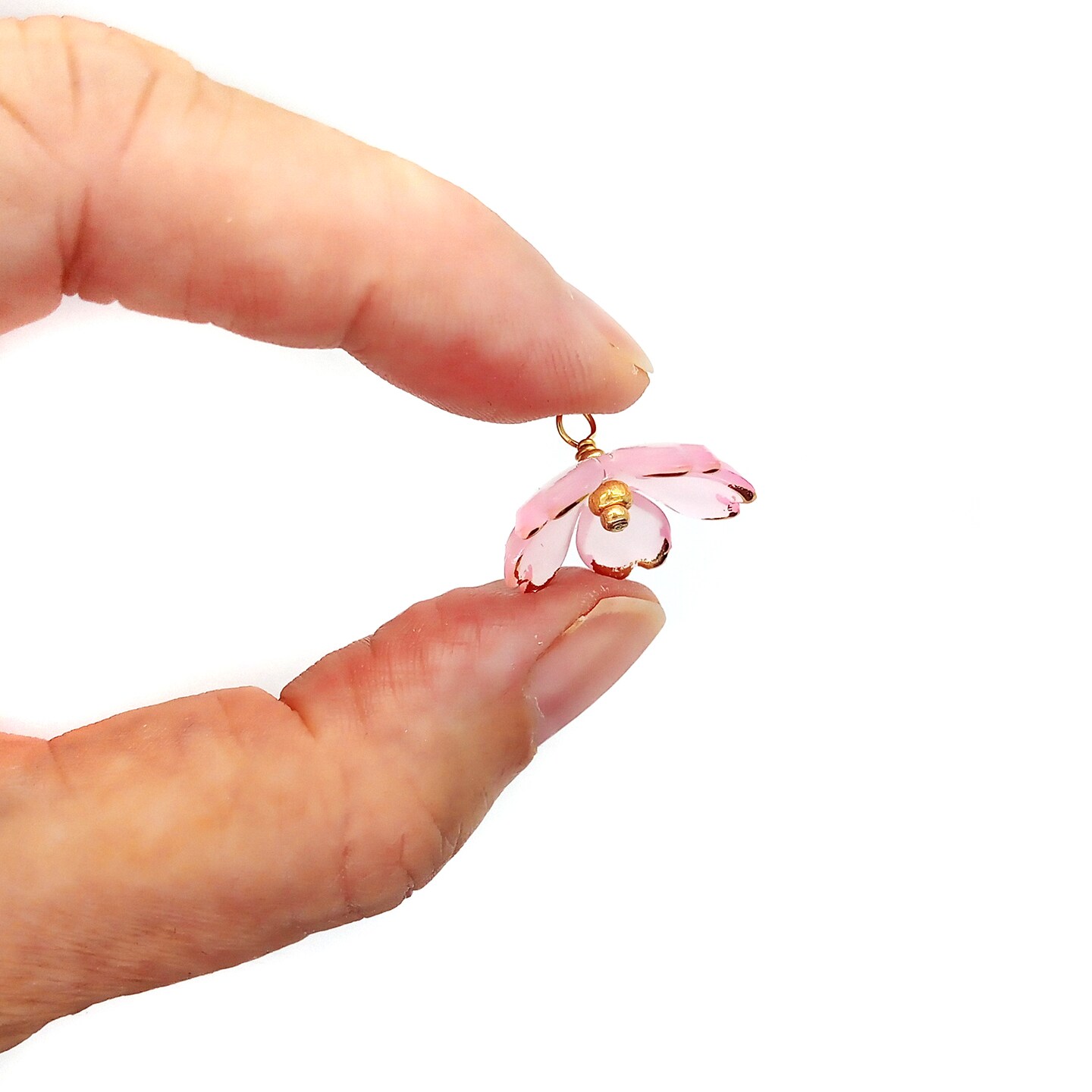 Pretty Pink & Yellow Flower Dangle Charms, 10 pcs, Adorabilities