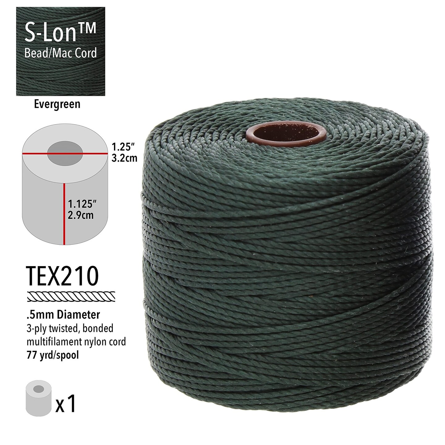The Beadsmith S-Lon Bead Cord – .5 mm Twisted Nylon Cord for Stringing