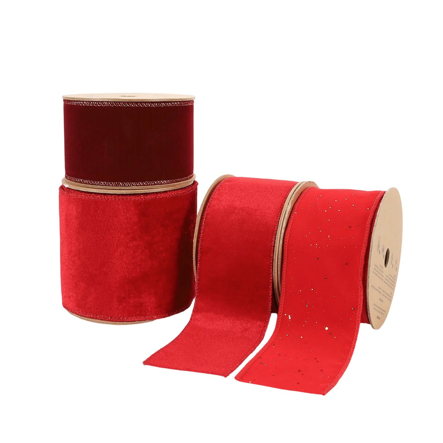 LaRibbons 2 1/2&#x22; Reversible Flat Velvet/Lurex Wired Ribbon | Cranberry/Green | 10 Yard Roll