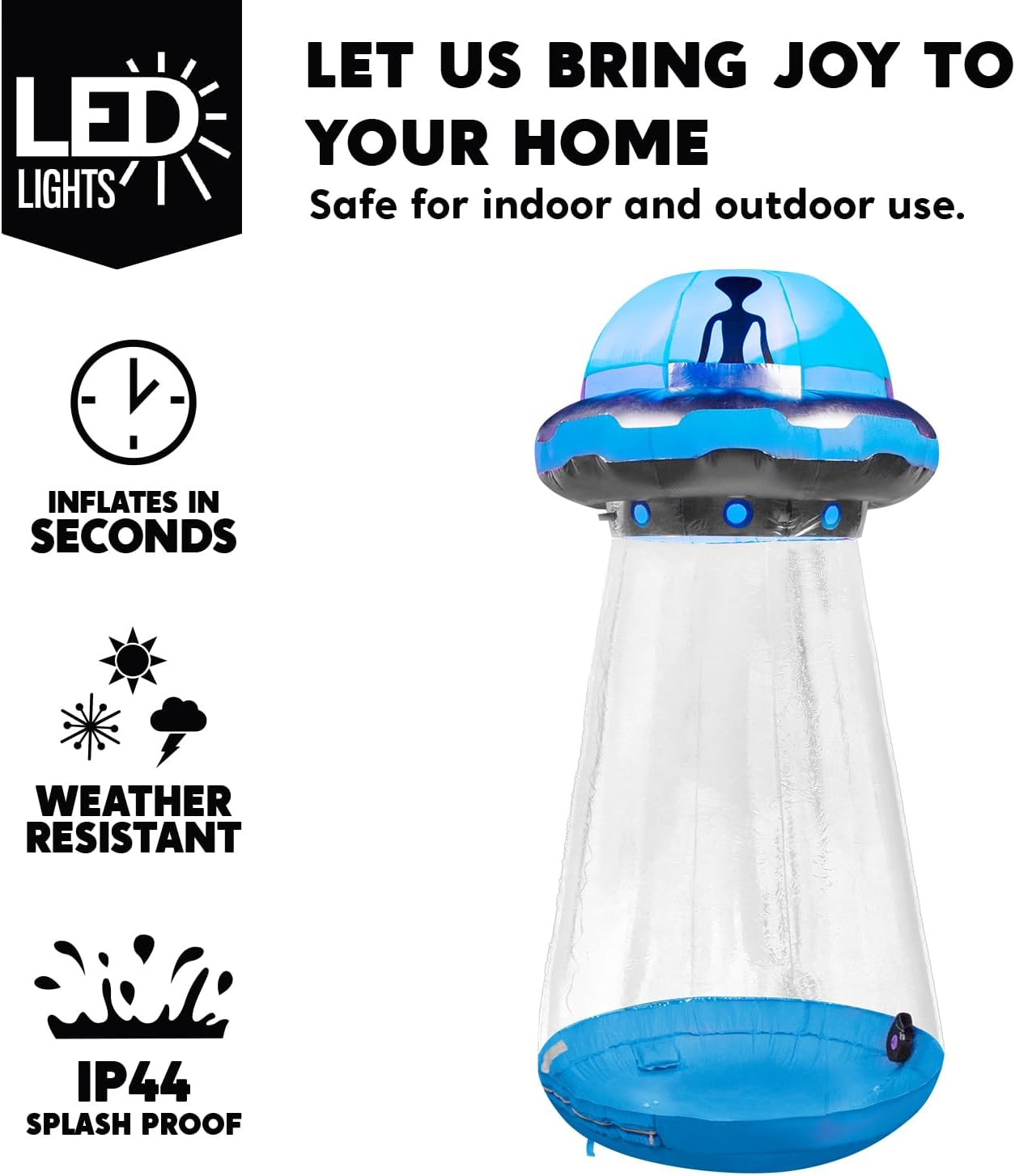 6 FT Tall Halloween Inflatable UFO Outdoor Decoration with Built-in LEDs (blue)