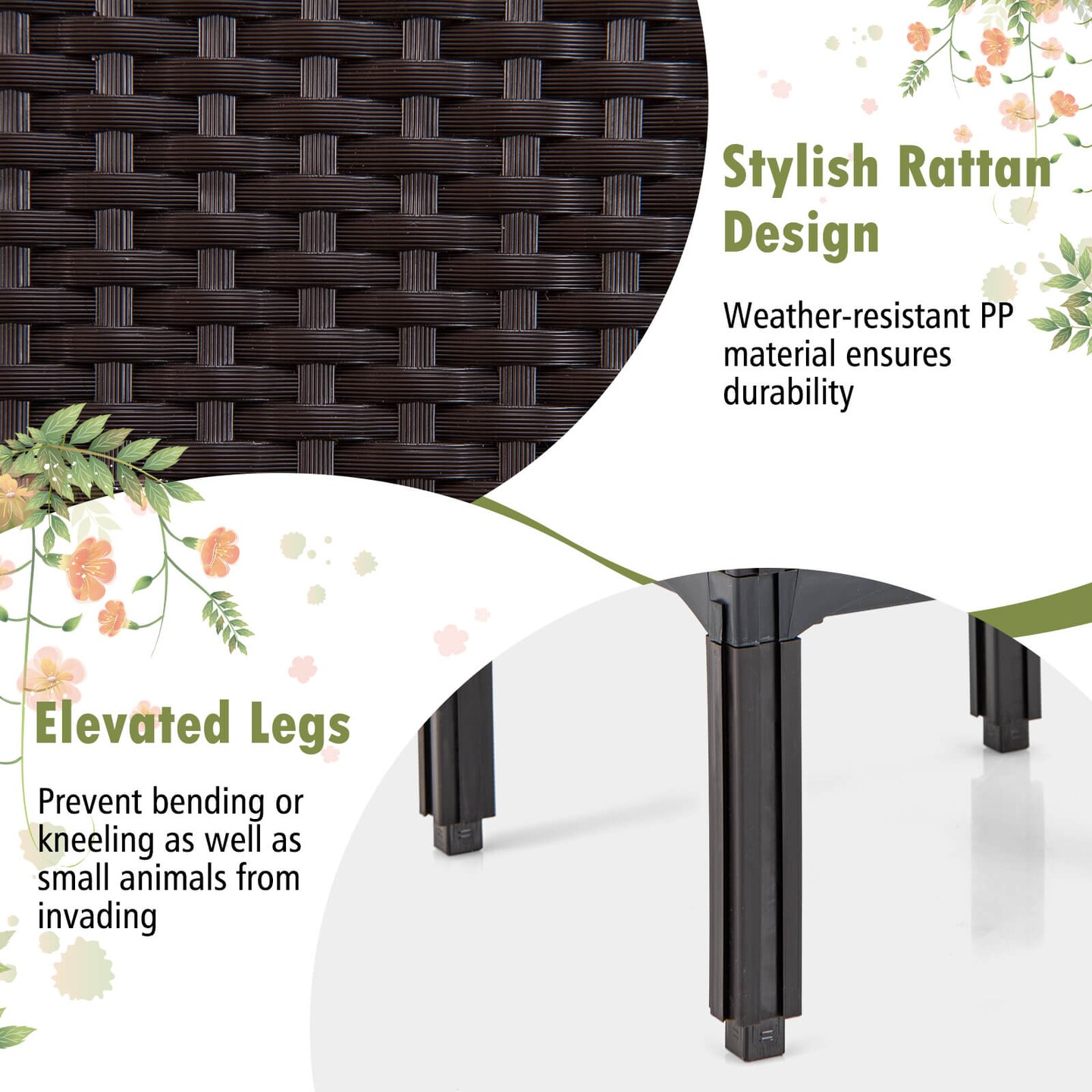 Costway 4 PCS Elevated Plastic Raised Garden Bed Planter Kit for Flower Vegetable Grow