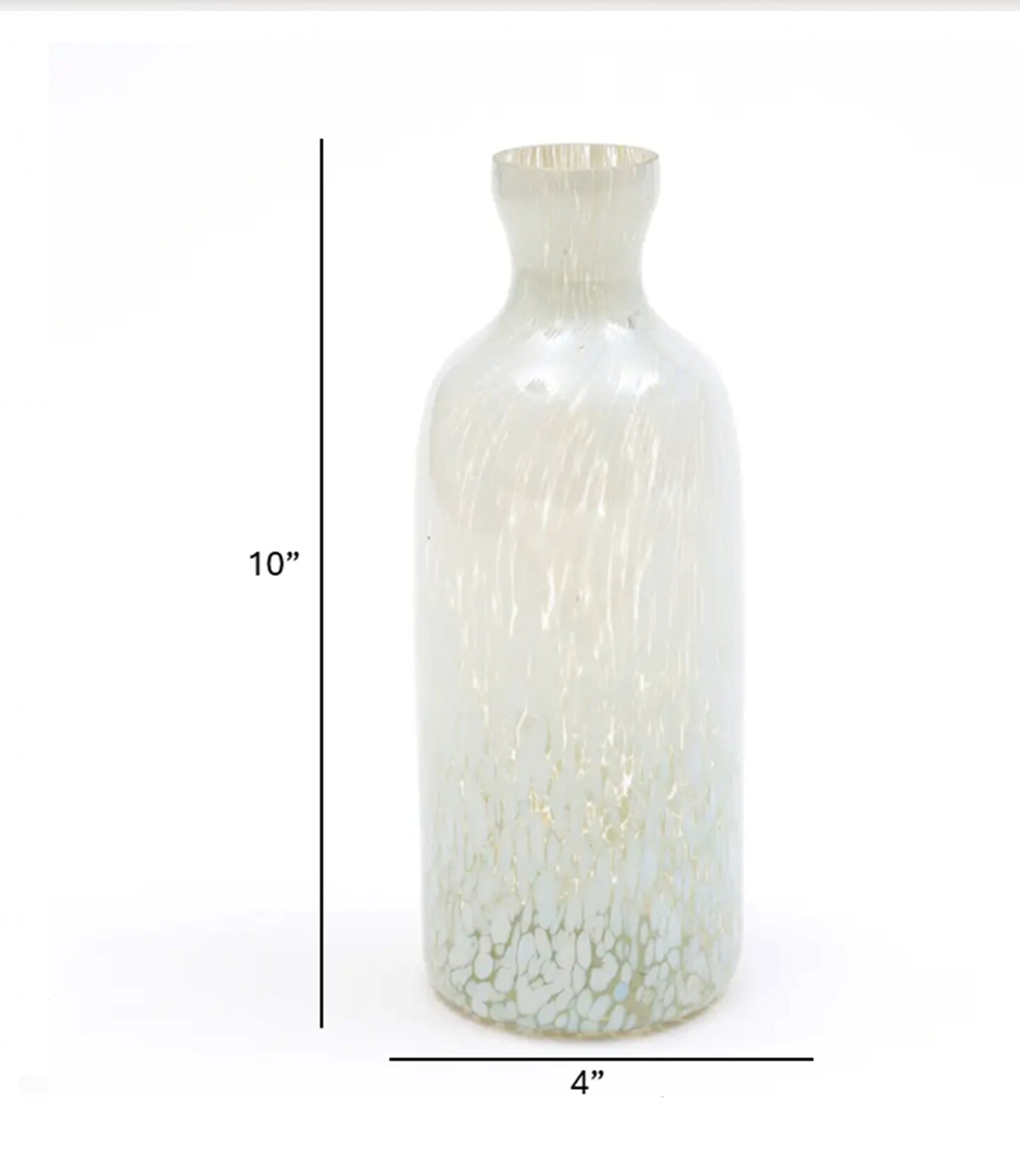 Vase | Ivory Splutter Glass Vase | 4x10" | Elegant Decorative Accent for Home, Office & Contemporary Interiors