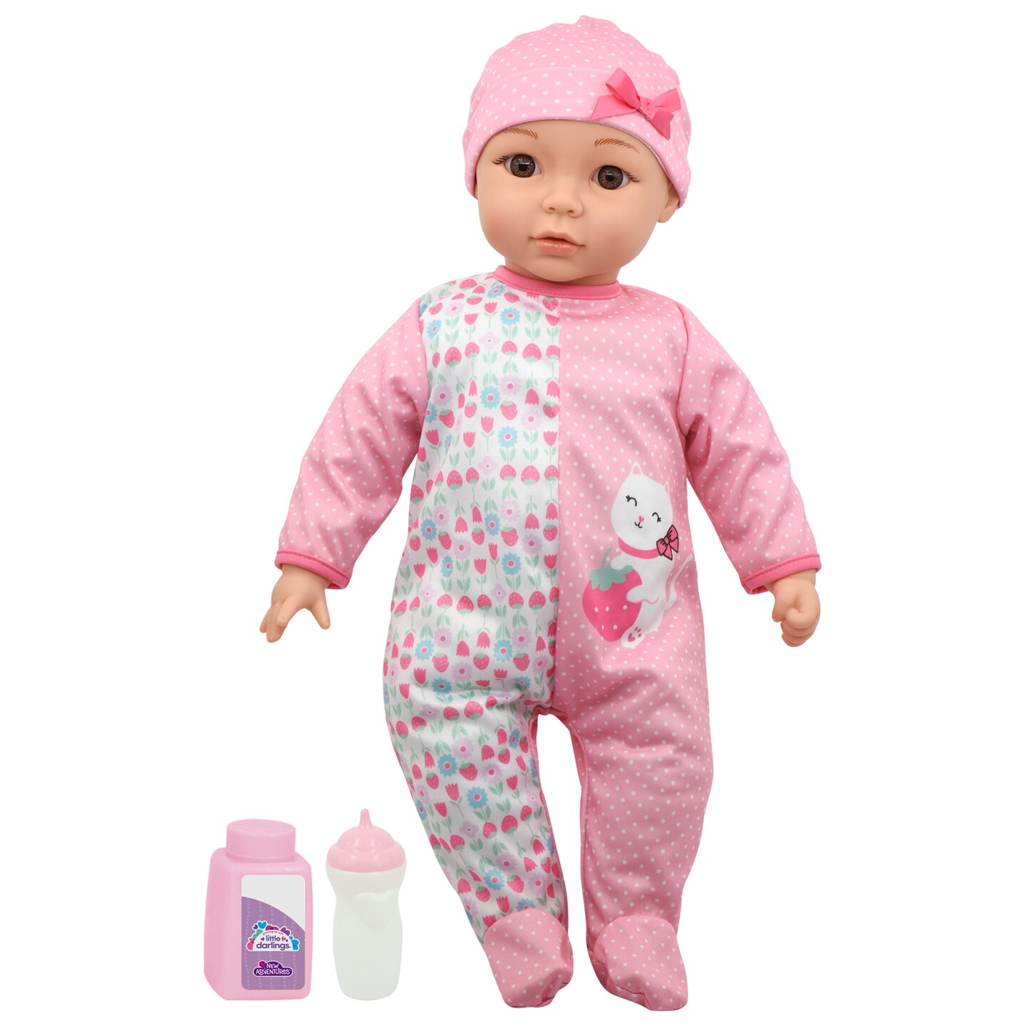 Little Darlings: 19&#x22; Cuddle Baby - Pink Kitty - Talking Baby Doll Set w/ Accessories, Makes 6 Different Baby Sounds