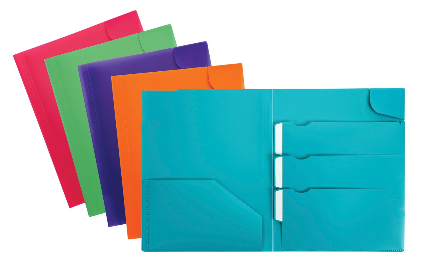 Oxford Poly Divide It Up 4 Pocket Folder, Assorted Colors, Pack of 25