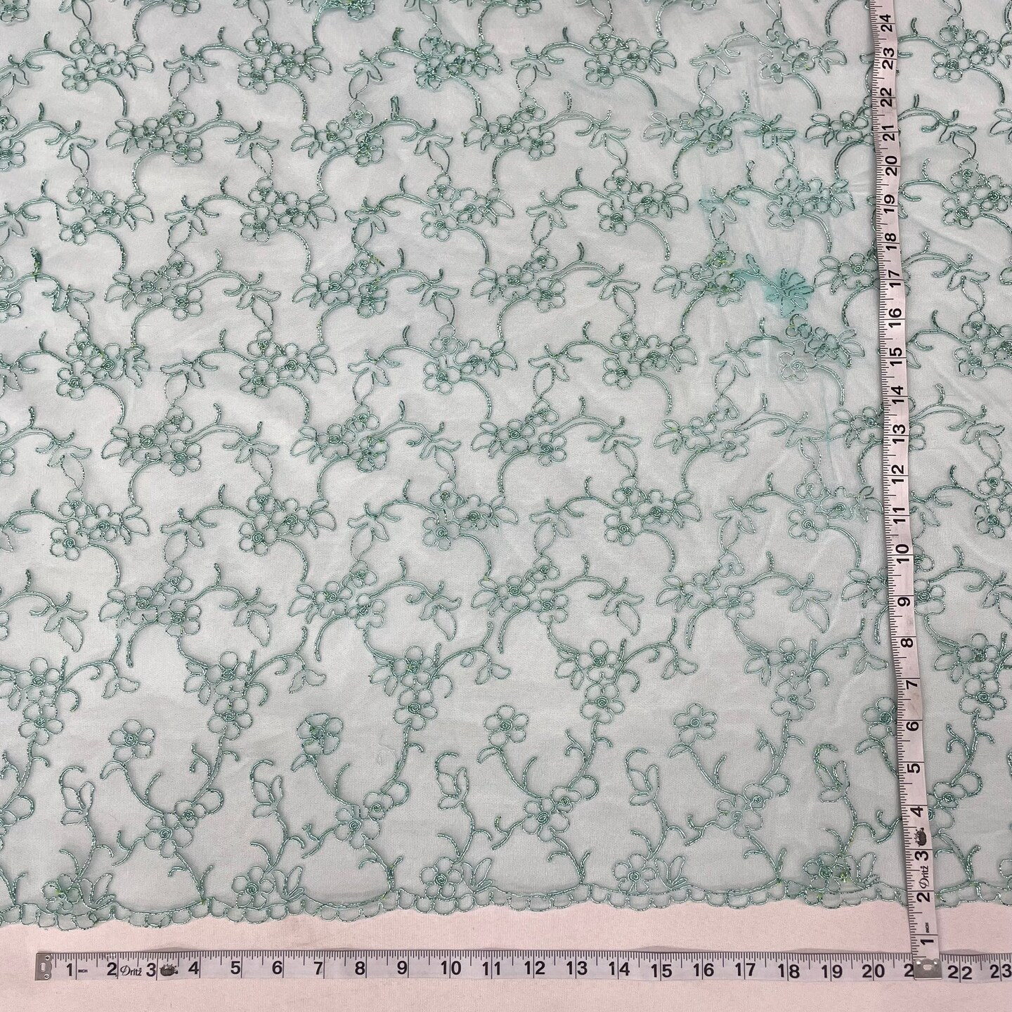 1 Yard Fuchsia Corded Bridal Lace Fabric Embroidered Polyester Net Mesh 54 Inch Width