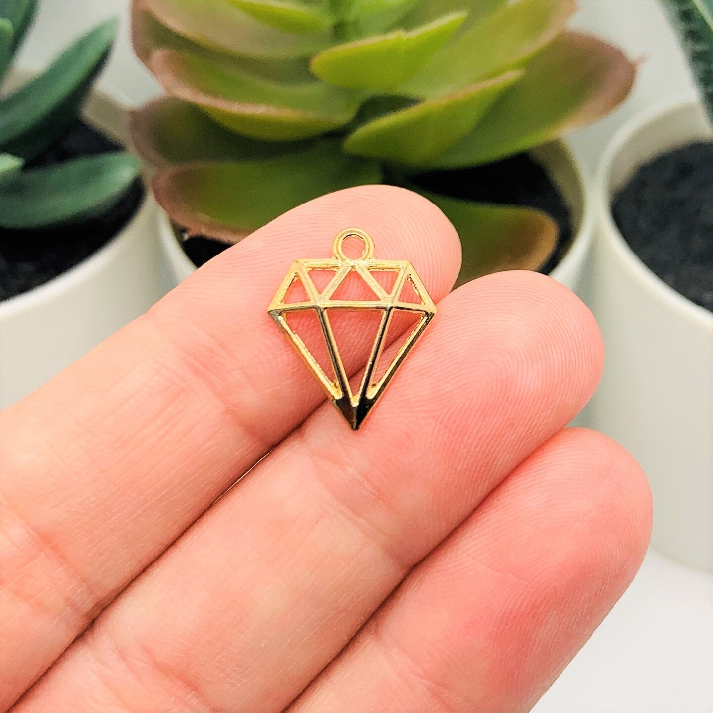 Gold Diamond Shape Charms, 16x14mm