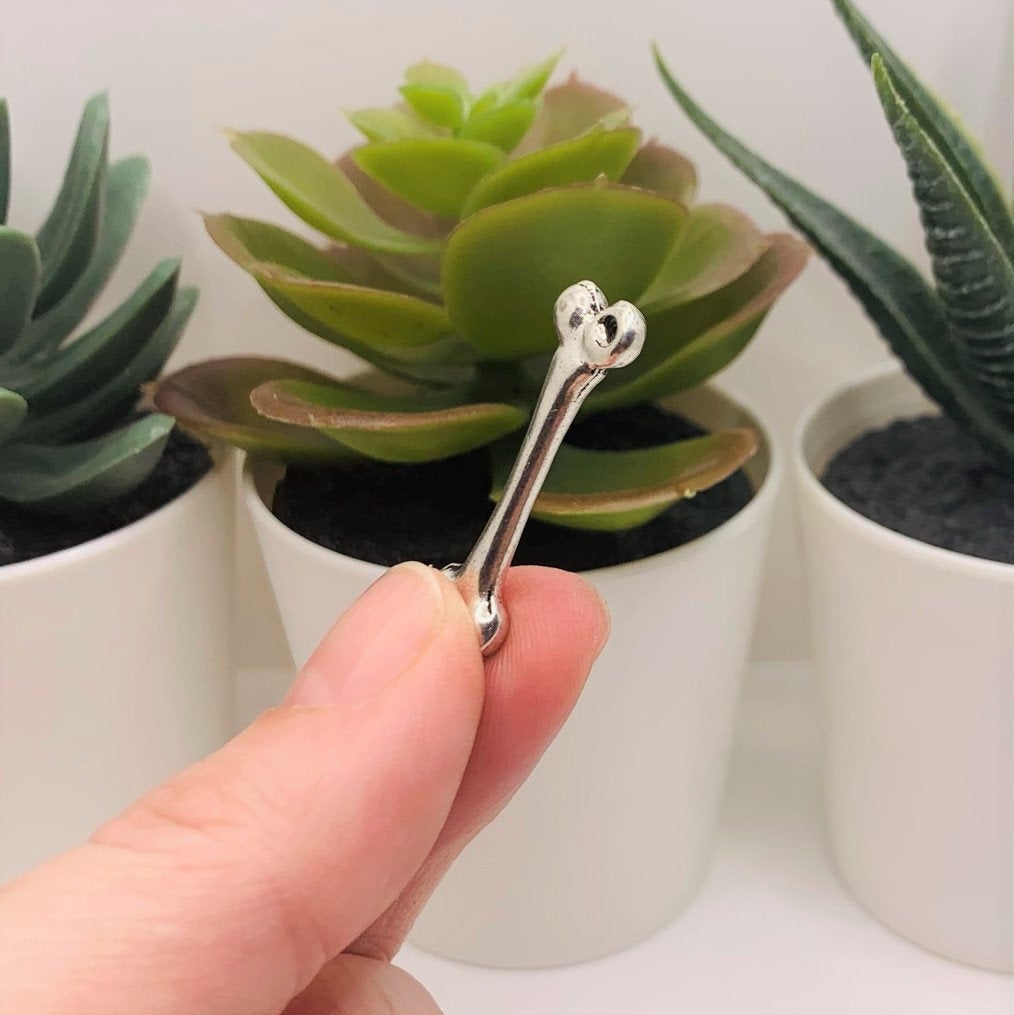 Silver Femur Bone 3D Charms, 30x9mm