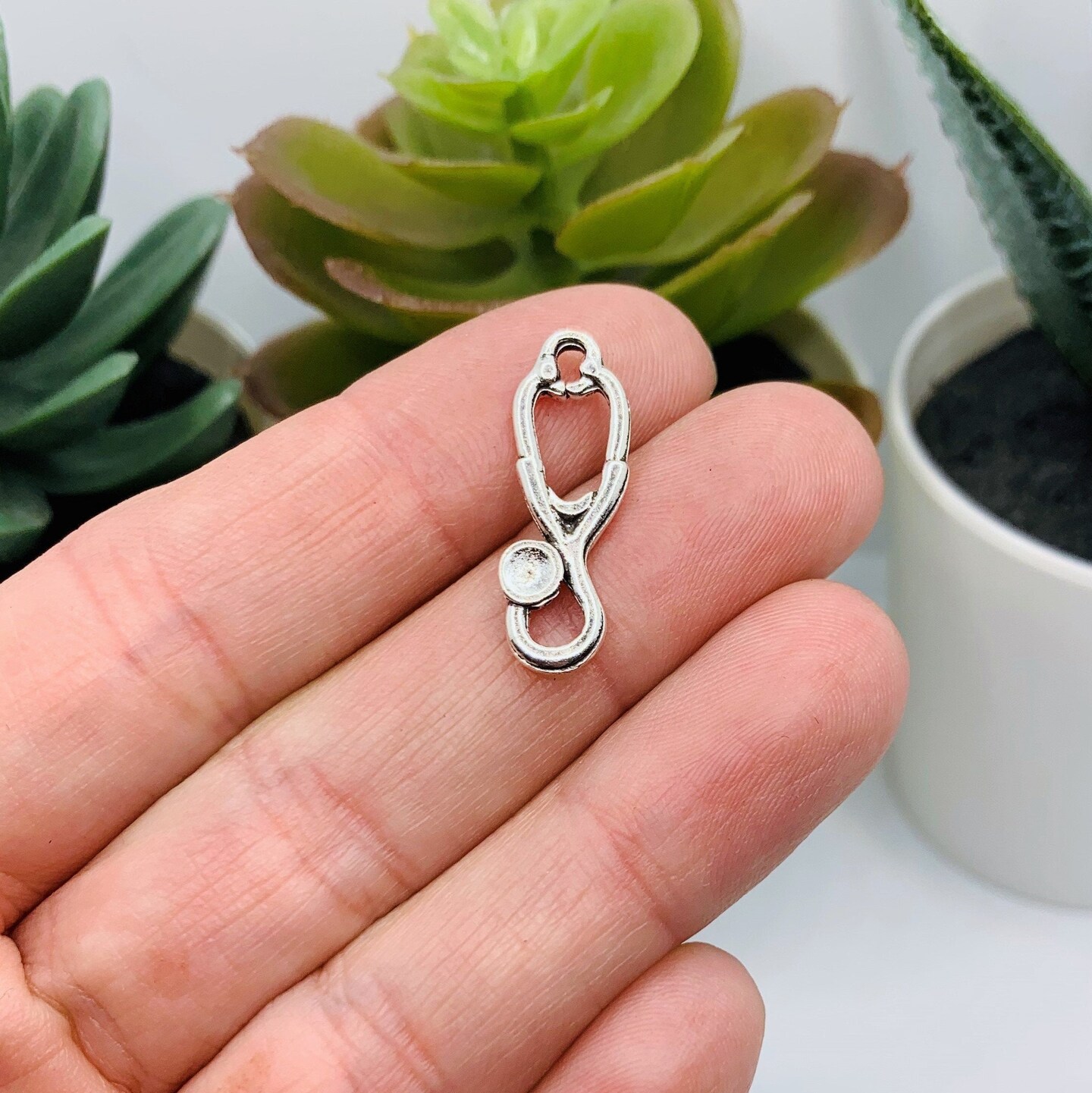 Silver Stethoscope Doctor Charms, 23x9mm