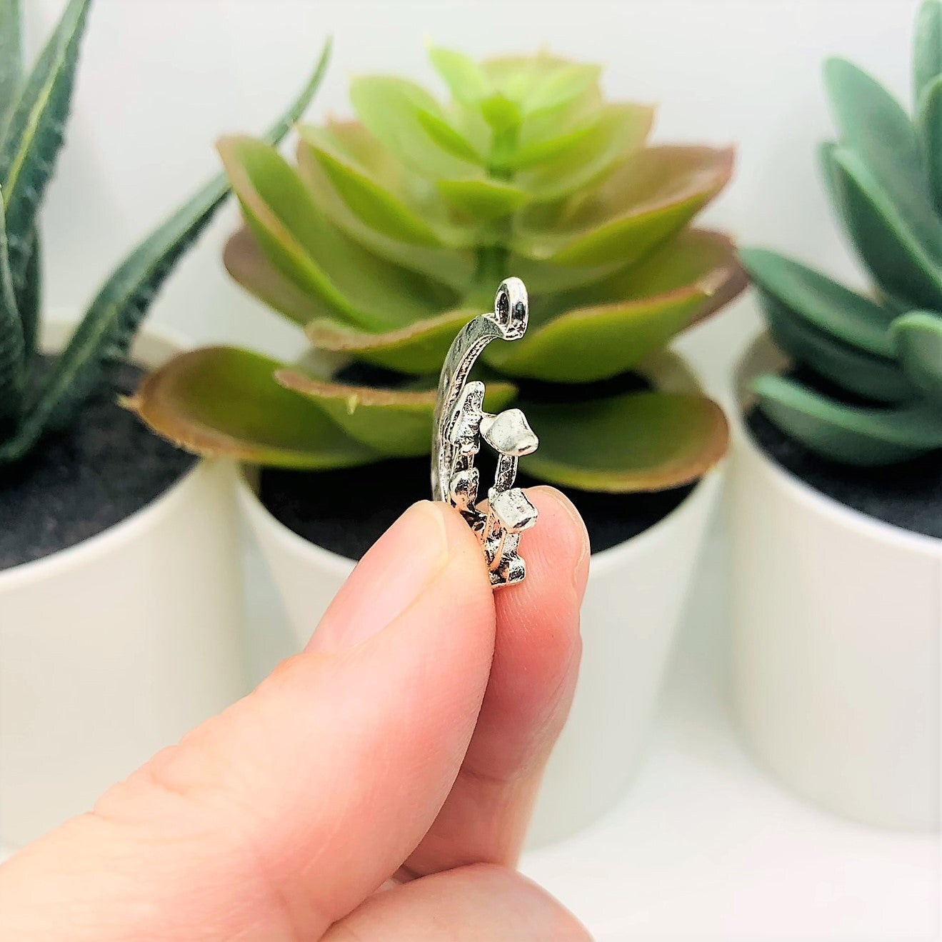 Silver Mushroom Pendant Charm in Moon, 22x18mm