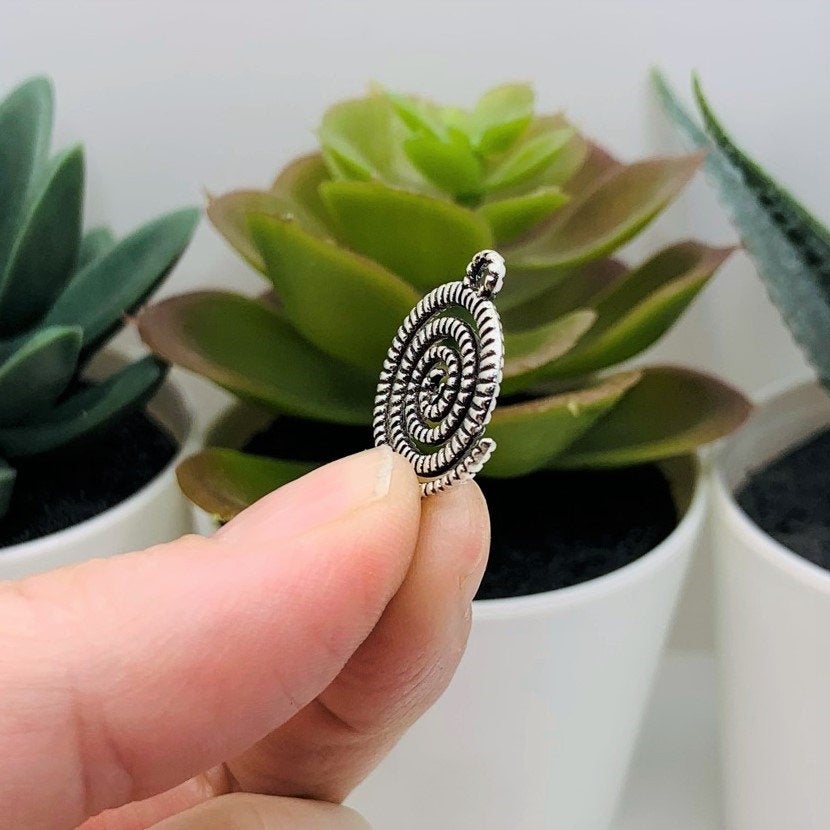 Silver Spiral Galaxy Connector Charms, 18x22mm