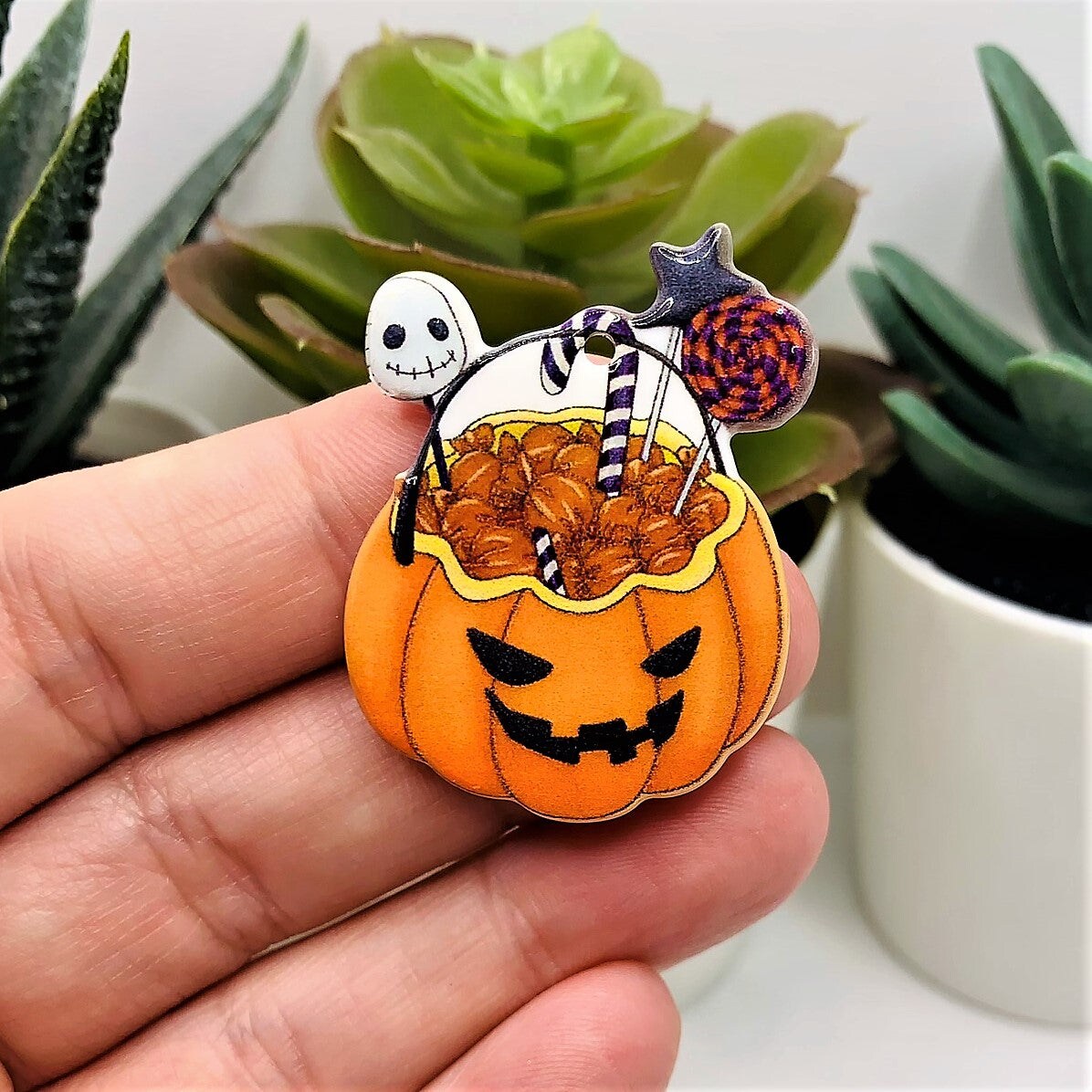 Halloween Pumpkin Candy Bowl Pendant, 28x36mm