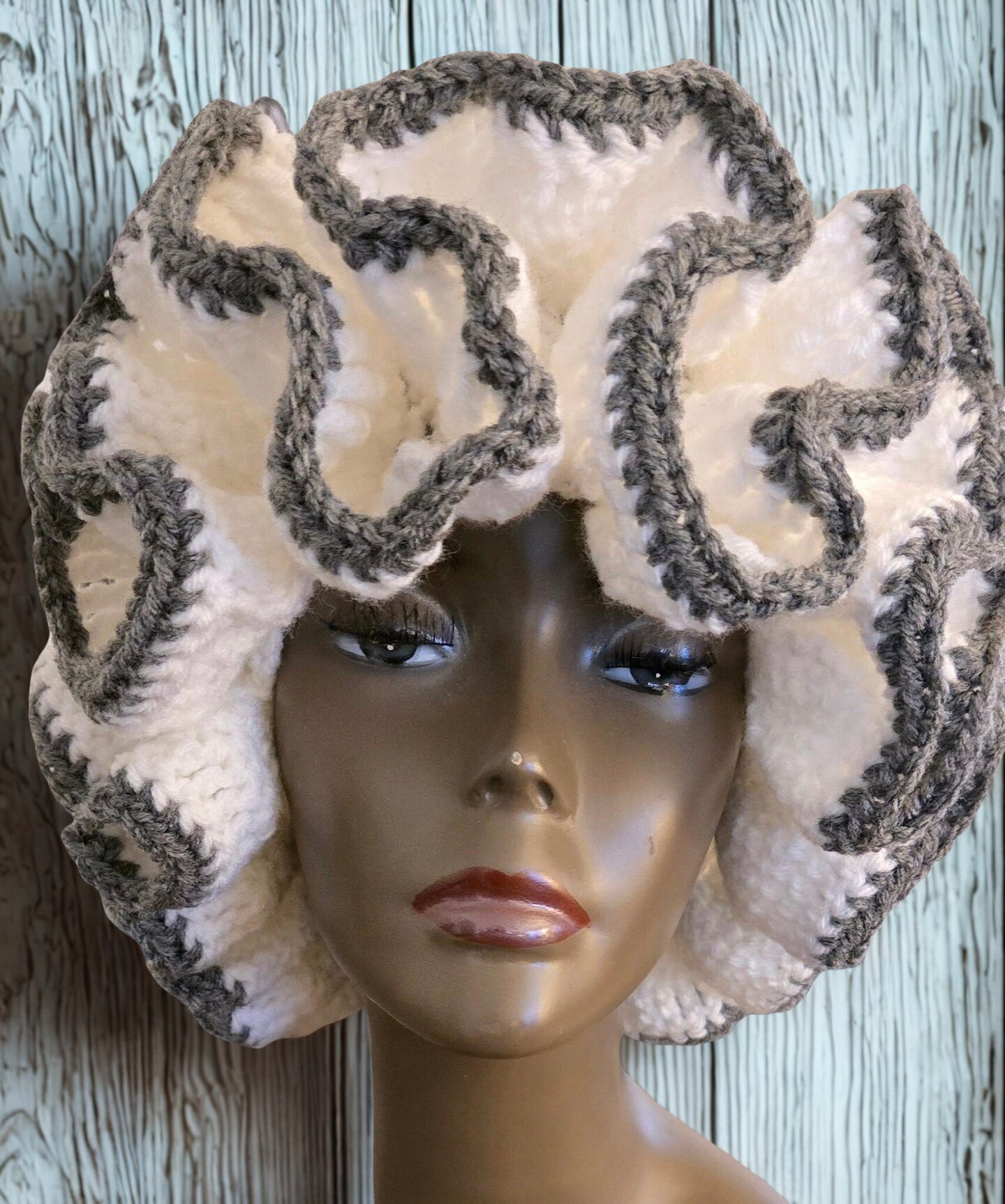 Cream Ruffle Hat Ruffle Hat - Grey and White | MakerPlace by Michaels
