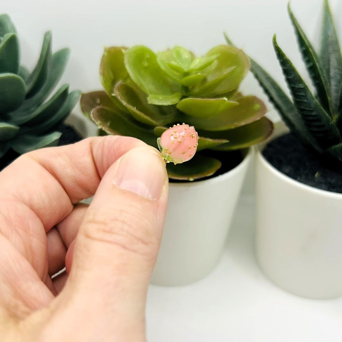 Pink Flower Bud Charms, 14x9mm