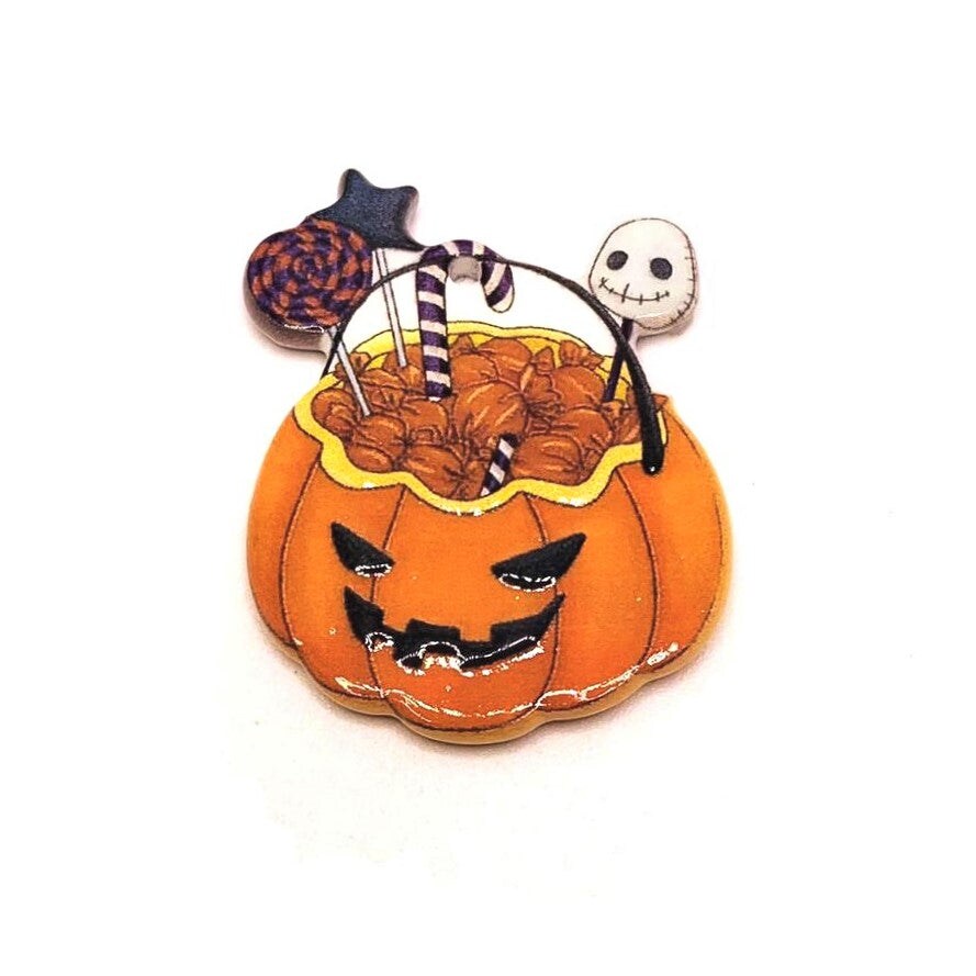 Halloween Pumpkin Candy Bowl Pendant, 28x36mm