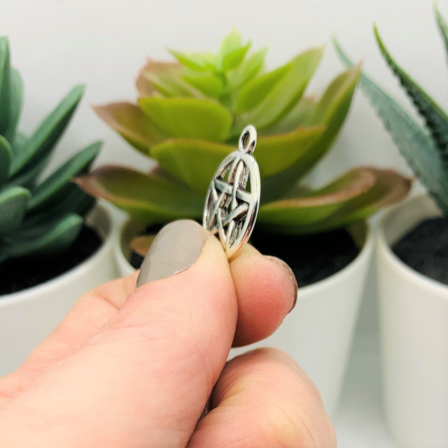 Silver Pentacle Pentagram Wiccan Charms, 20x17mm
