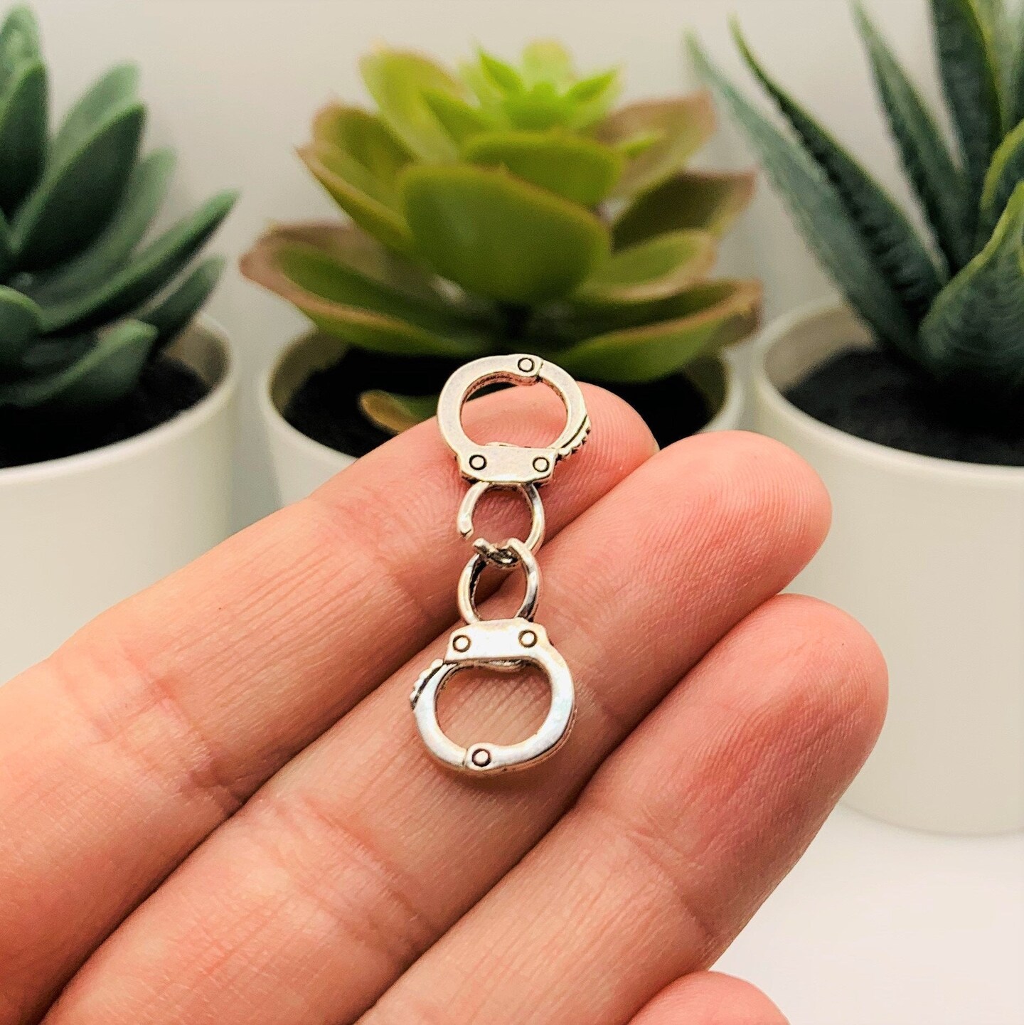 Silver Handcuff Partners in Crime Charms, 17x12mm
