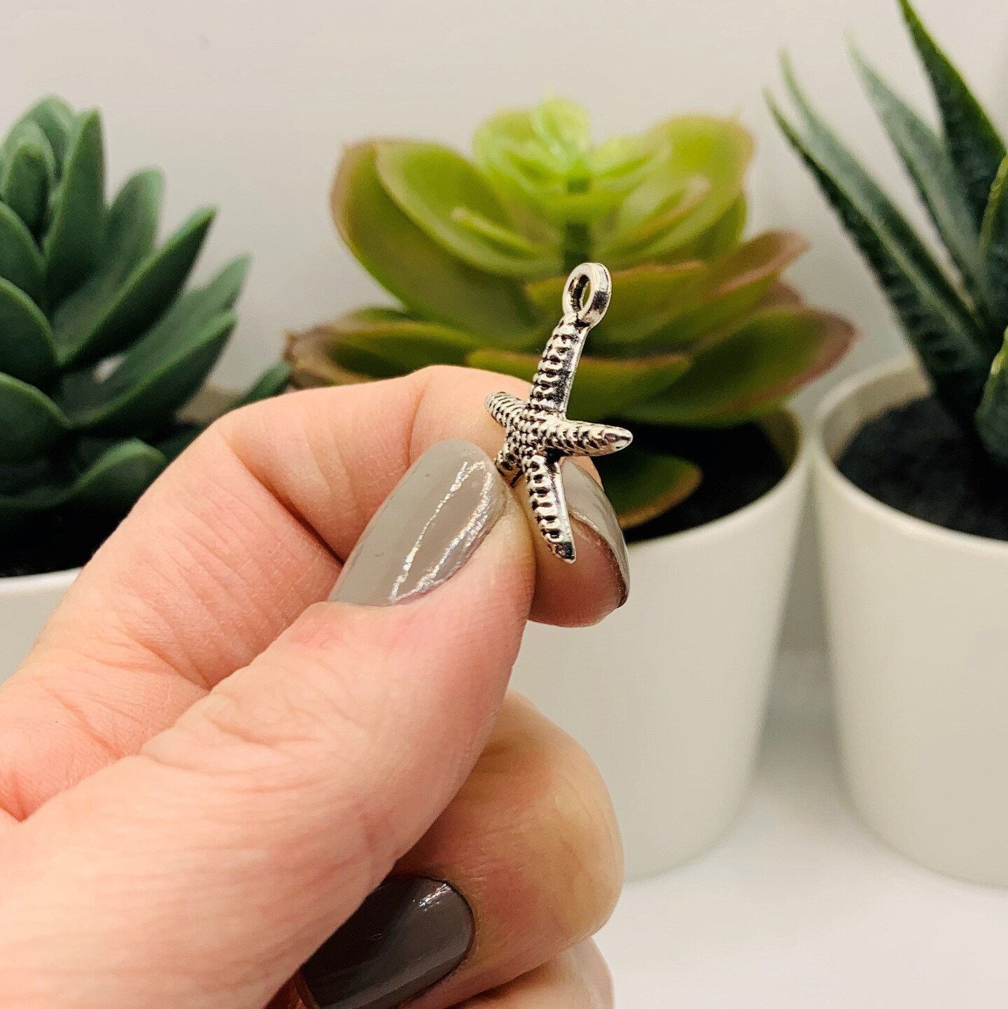 Silver Sea Star Starfish Charms, 20x20mm