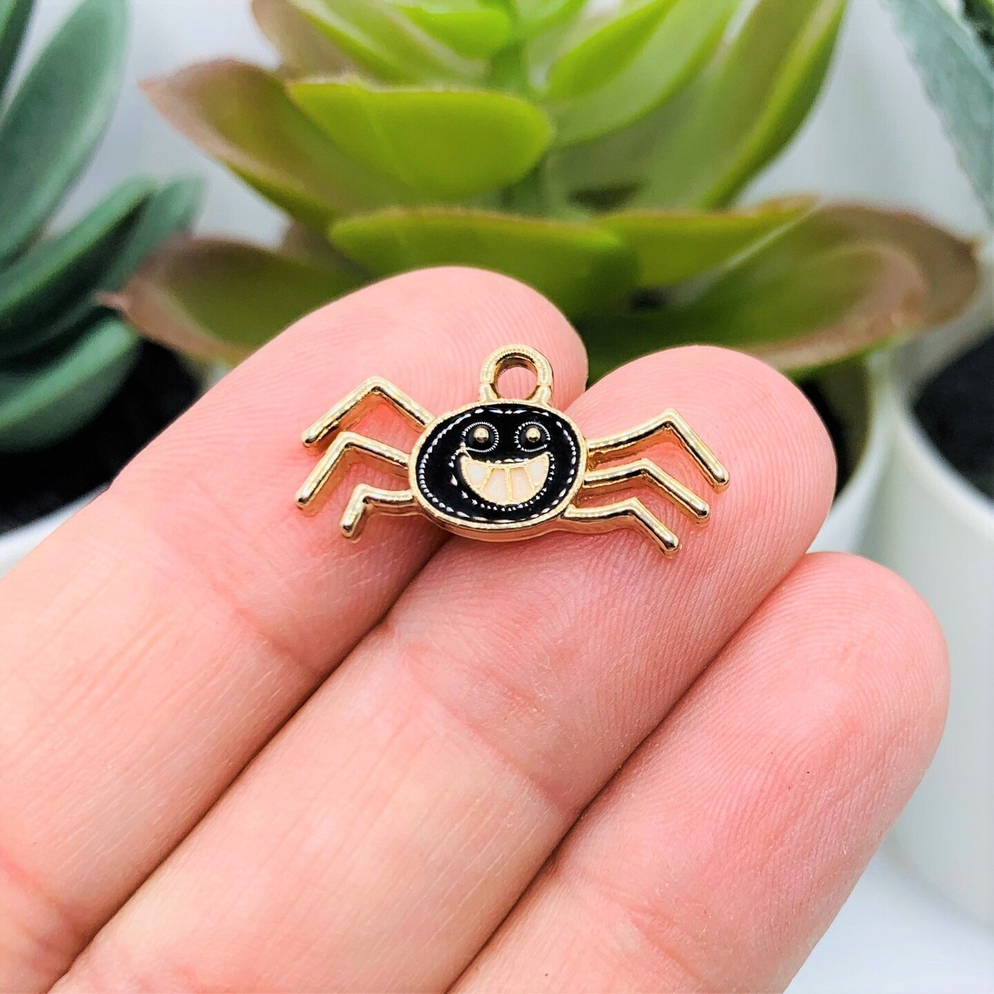 Cute Black Enamel Spider Charms, 11x22mm