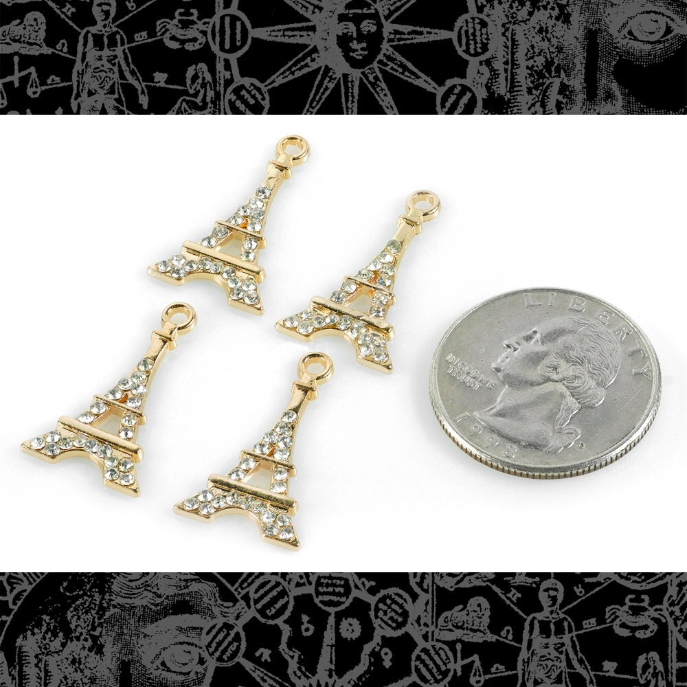 Eiffel Tower Charms with Rhinestones - Set of Four - XXX - ZG-C01
