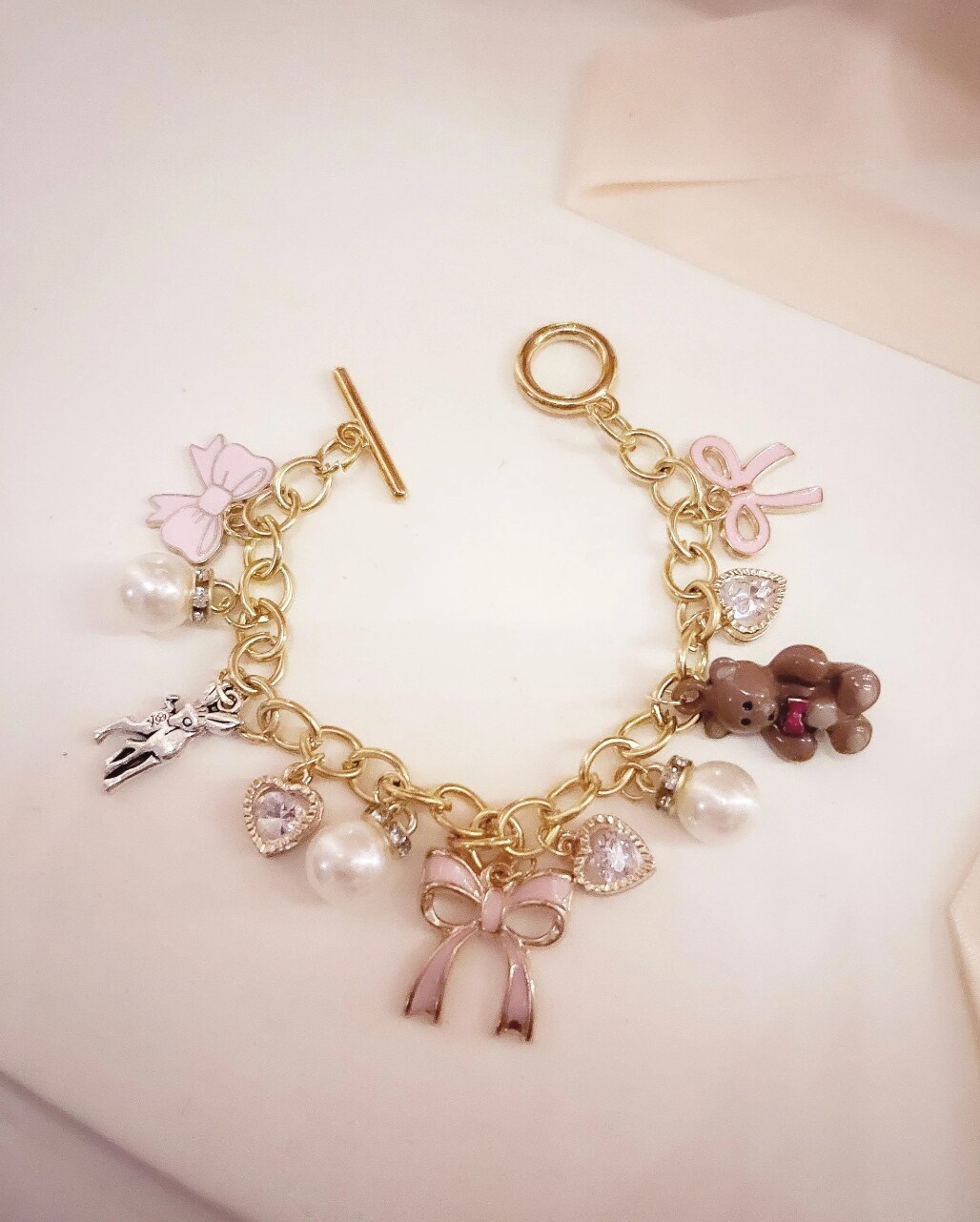 Charming Bow-Themed Bracelet Bow & Pearl Bracelets, Coquette Accessories, Party Bag  main image 4