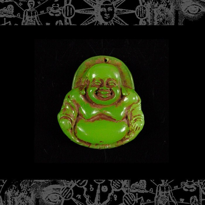 Four Faux Jade Buddha Cabochons Pendants with Hole - Set of Four - CAB21