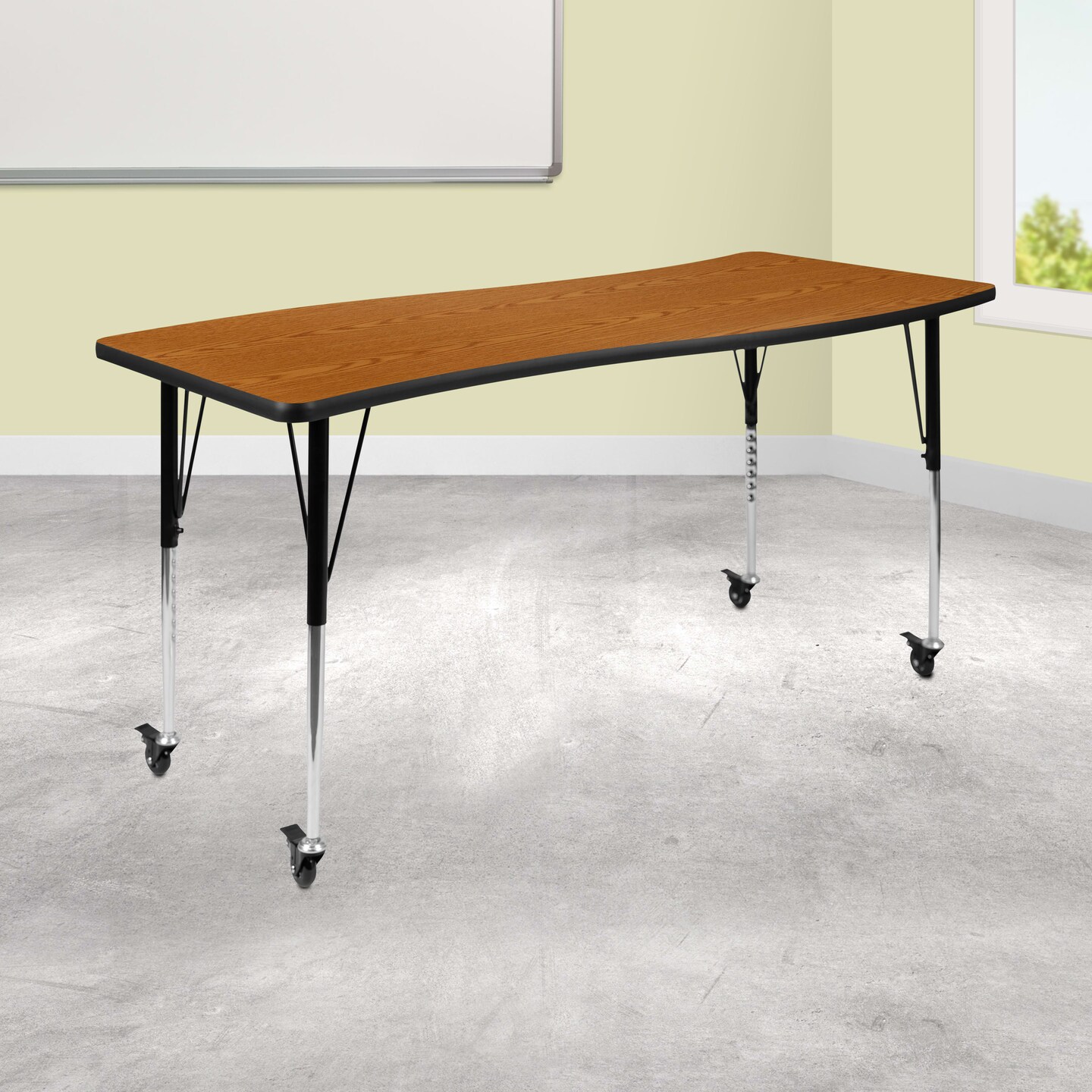 Emma and Oliver Mobile 26"W x 60"L Rectangle Wave Flexible Collaborative Adjustable Activity Table
