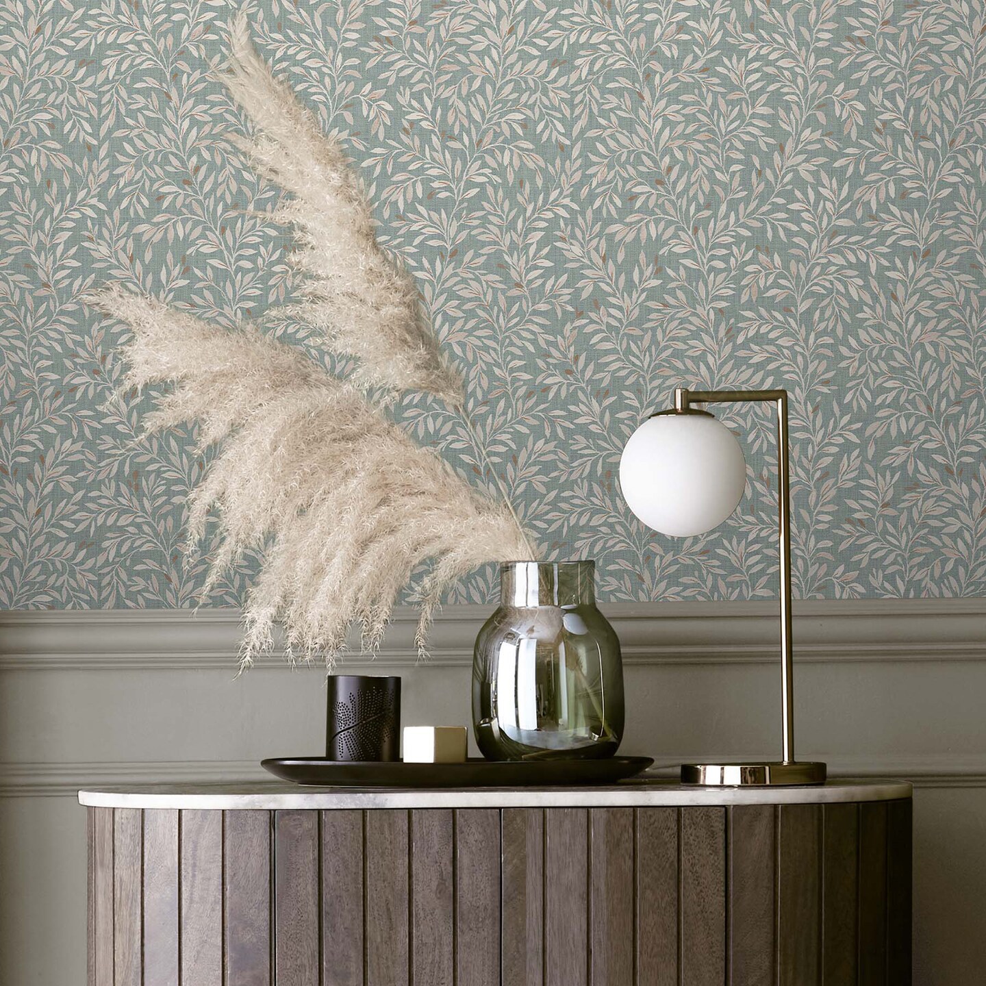 NEXT Ditsy Leaf Duck Egg Wallpaper