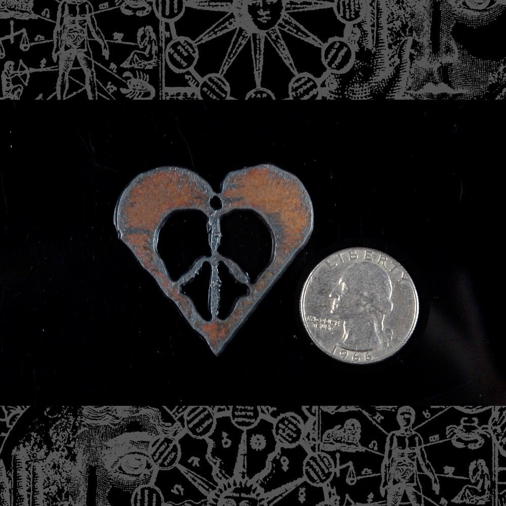 Iron Heart Peace Sign Pendant - XXX - I-P7