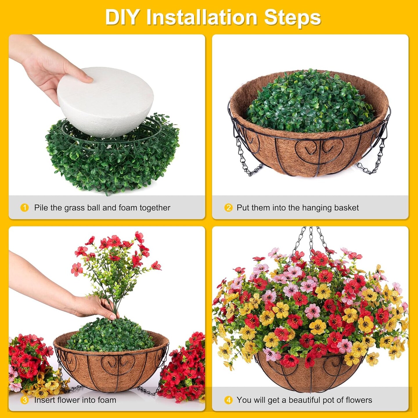 Autumn Artificial Flower Baskets Outdoor