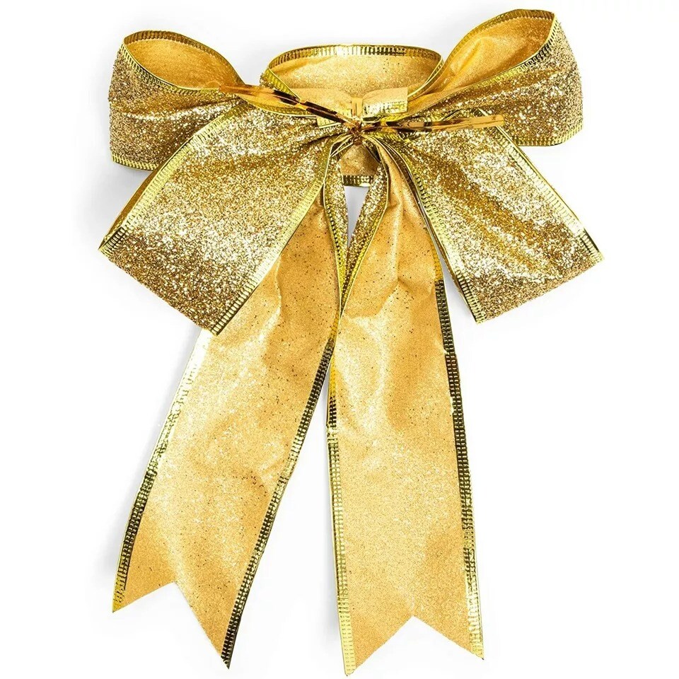 Set of 10 Christmas Bows for Gift Wrapping Wreaths Holiday Party Present 7x9”