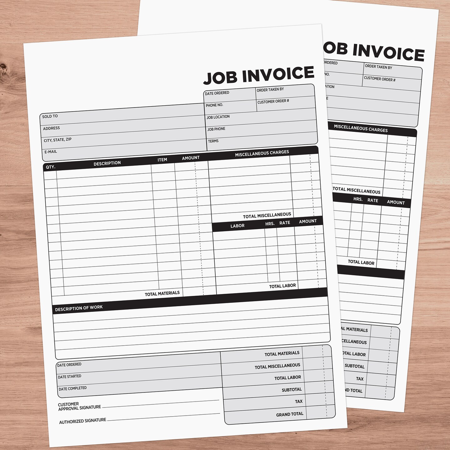 COSCO Job Invoice Forms, 2-Part Carbonless, For Service and Repair Billing, 100 Individual Sets Per Pack, White, 8.5 x 11 Inches