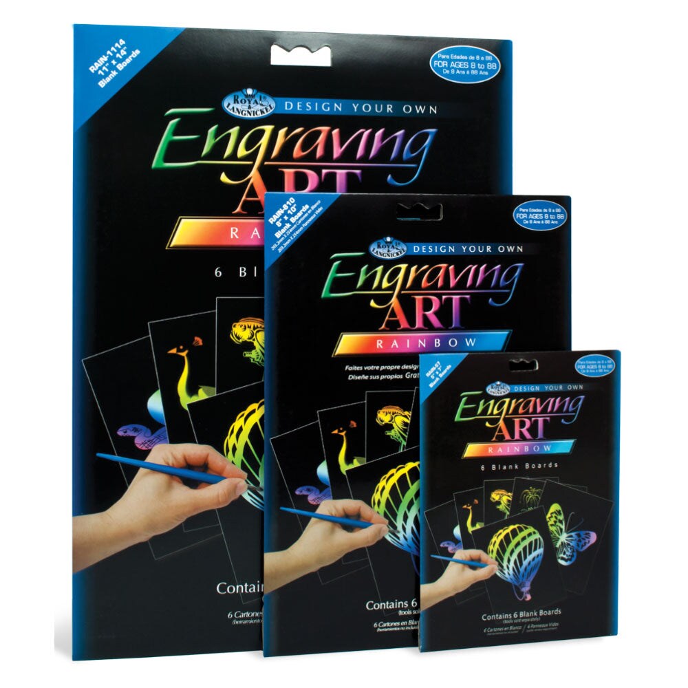 RAIN-57 | Engraving Art™ 6pc 5" x 7" Rainbow Foil Blank Boards