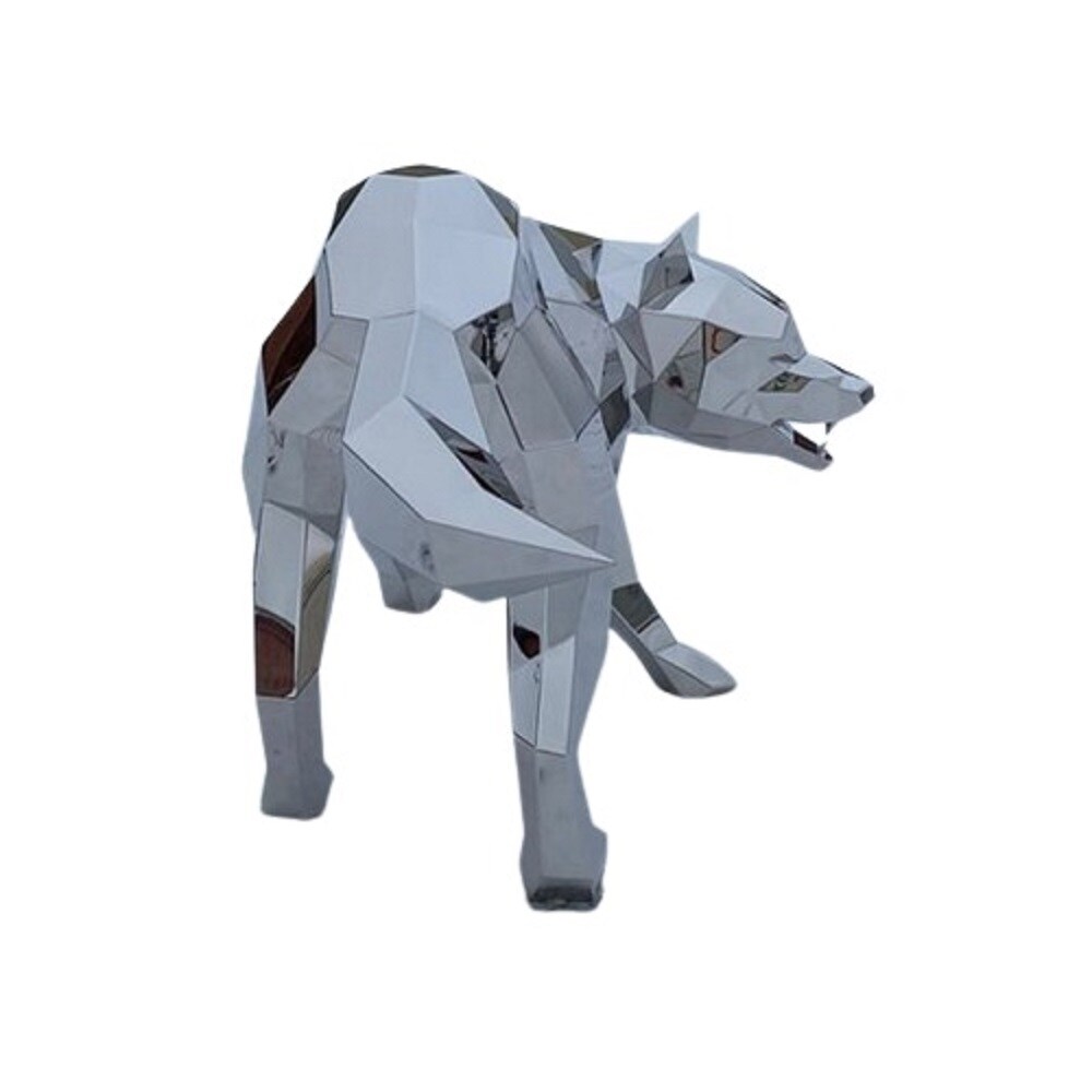 Wolf statue, wolf life-size steel sculpture, premium stainless steel statue H.30 inches product 2