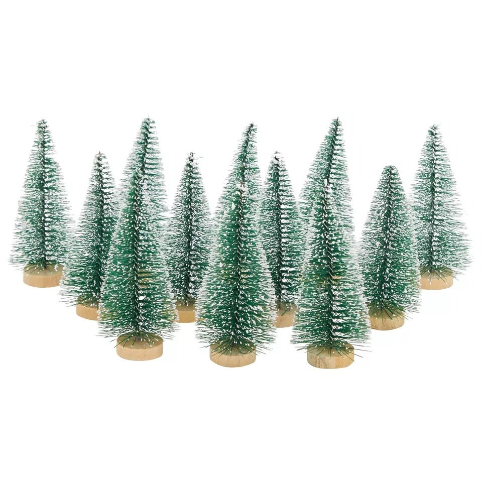12 Pcs Mini Christmas Tree for Table Top Tiny Holiday Party Decoration 4.25x2x2"