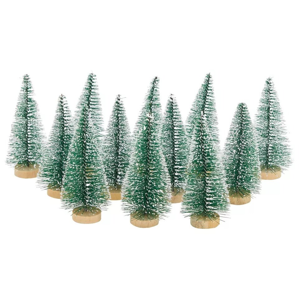 12 Pcs Mini Christmas Tree for Table Top Tiny Holiday Party Decoration 4.25x2x2&#x22;