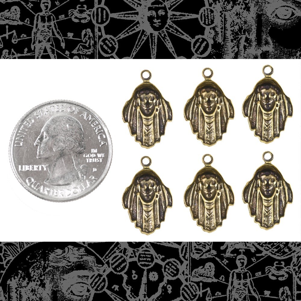 Antiqued Brass Gypsy Charms - Set of Six - XXX - AB-C11