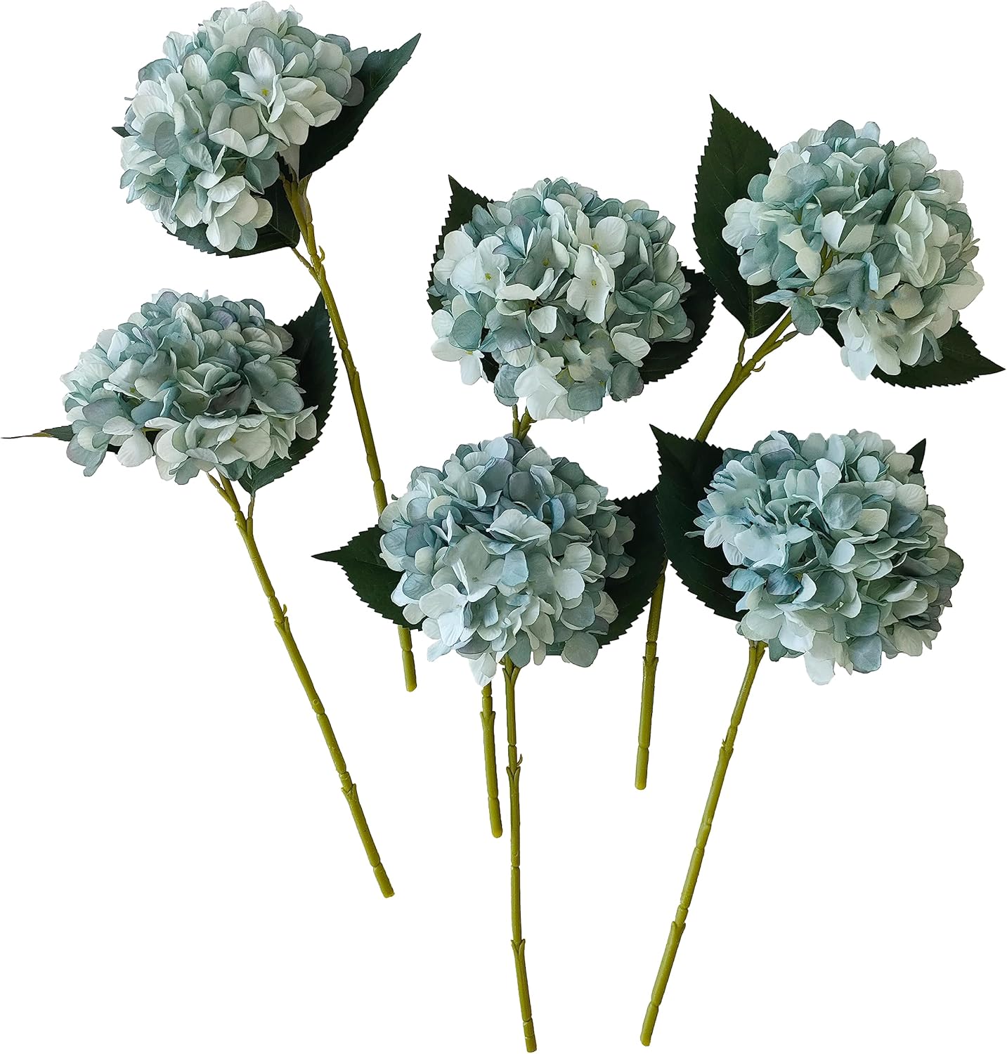 Fall Blue Hydrangea Artificial Flowers,6 Pcs Faux Fall Hydrangea Flowers